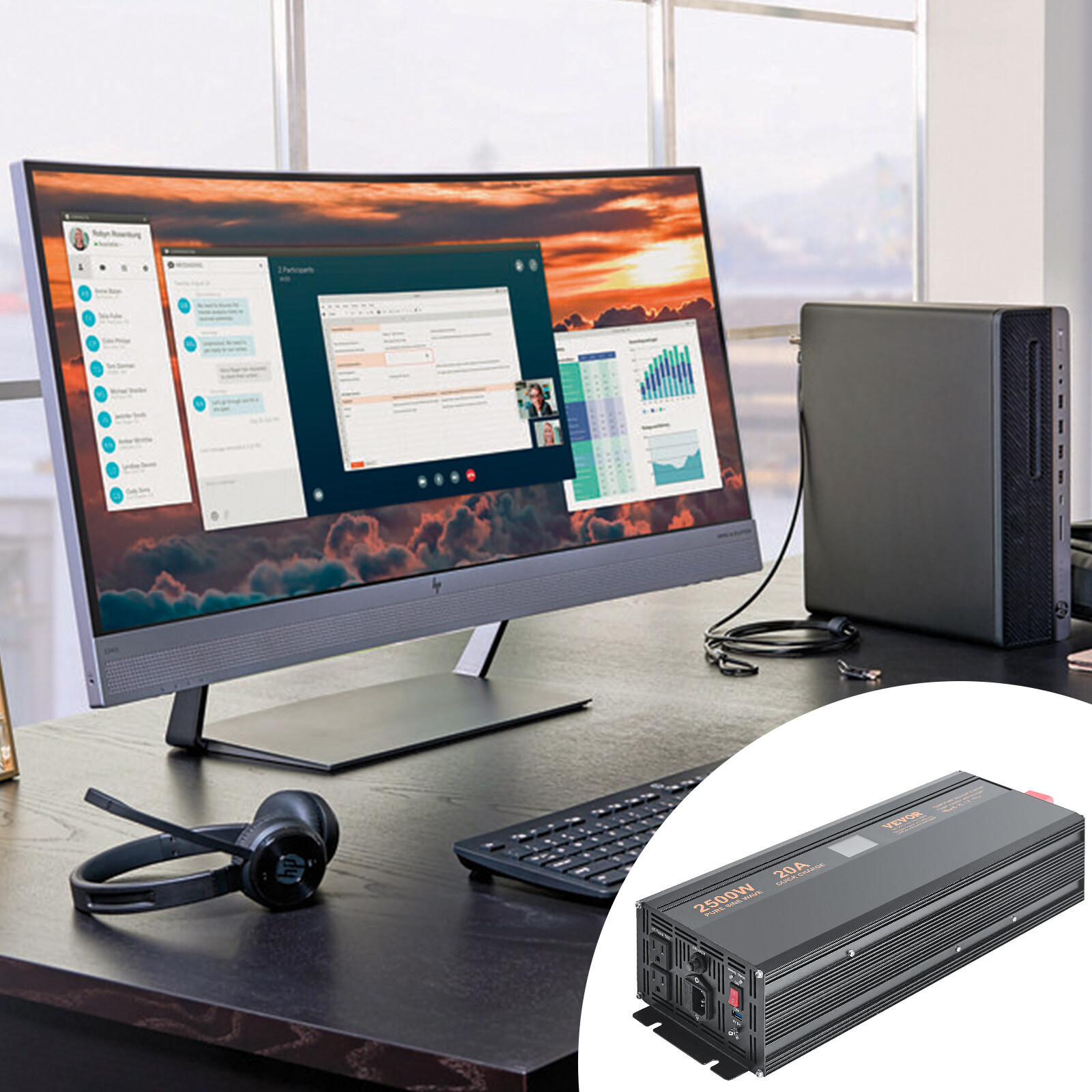 VEVOR 2500W Sump Pump Battery Backup System Inverter LCD Emergency Power Outage