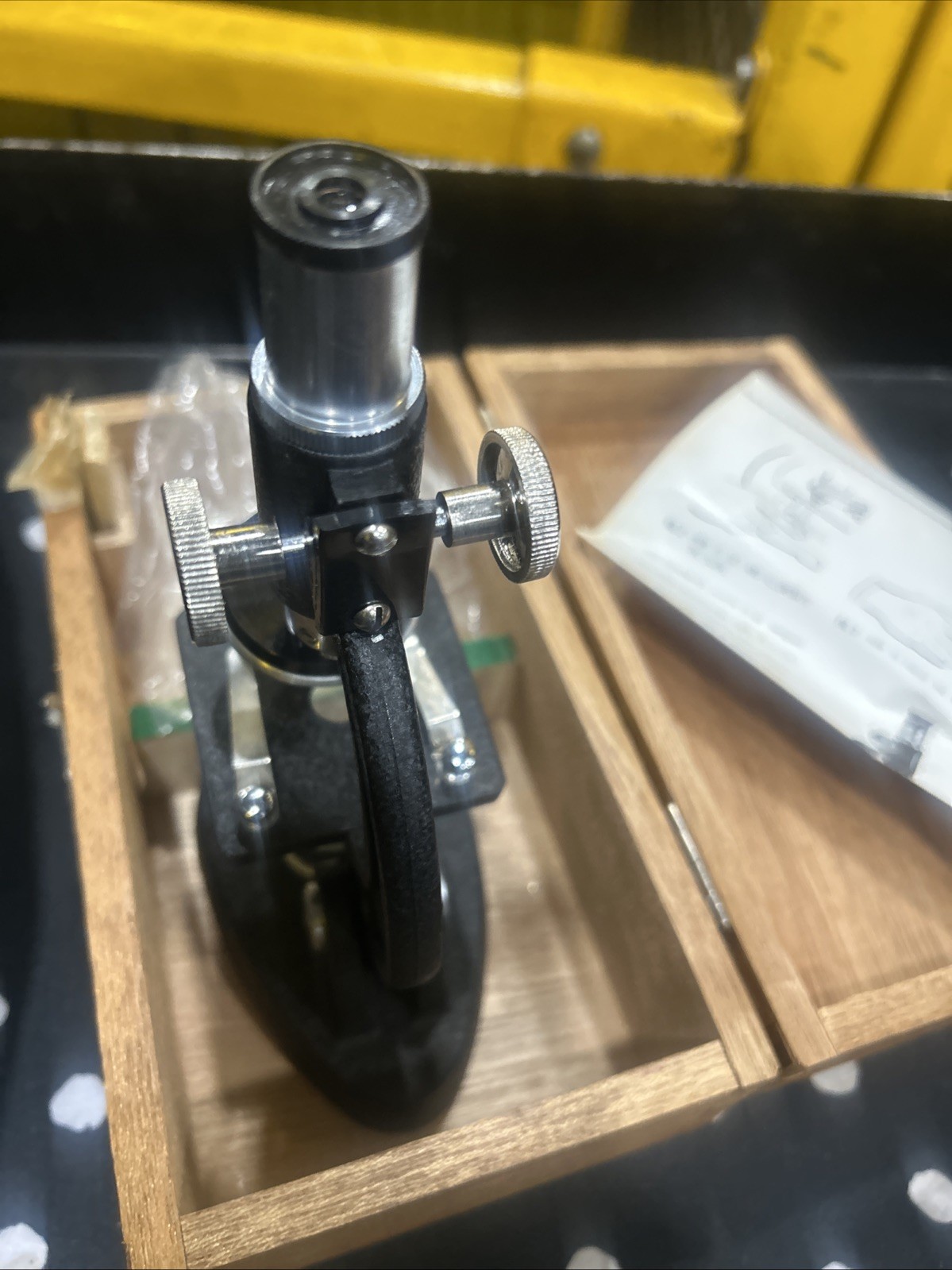 Vintage Y.K.S Microsope With Wood Box Made In Japan