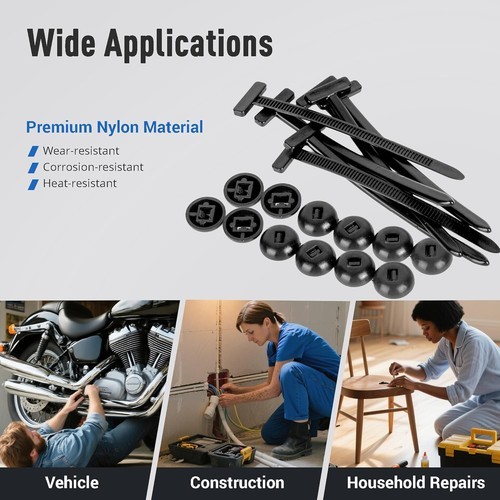 100PCS Nylon Universal Cable Tie Buckle Self-Locking Nylon Zip Ties Holder NEW