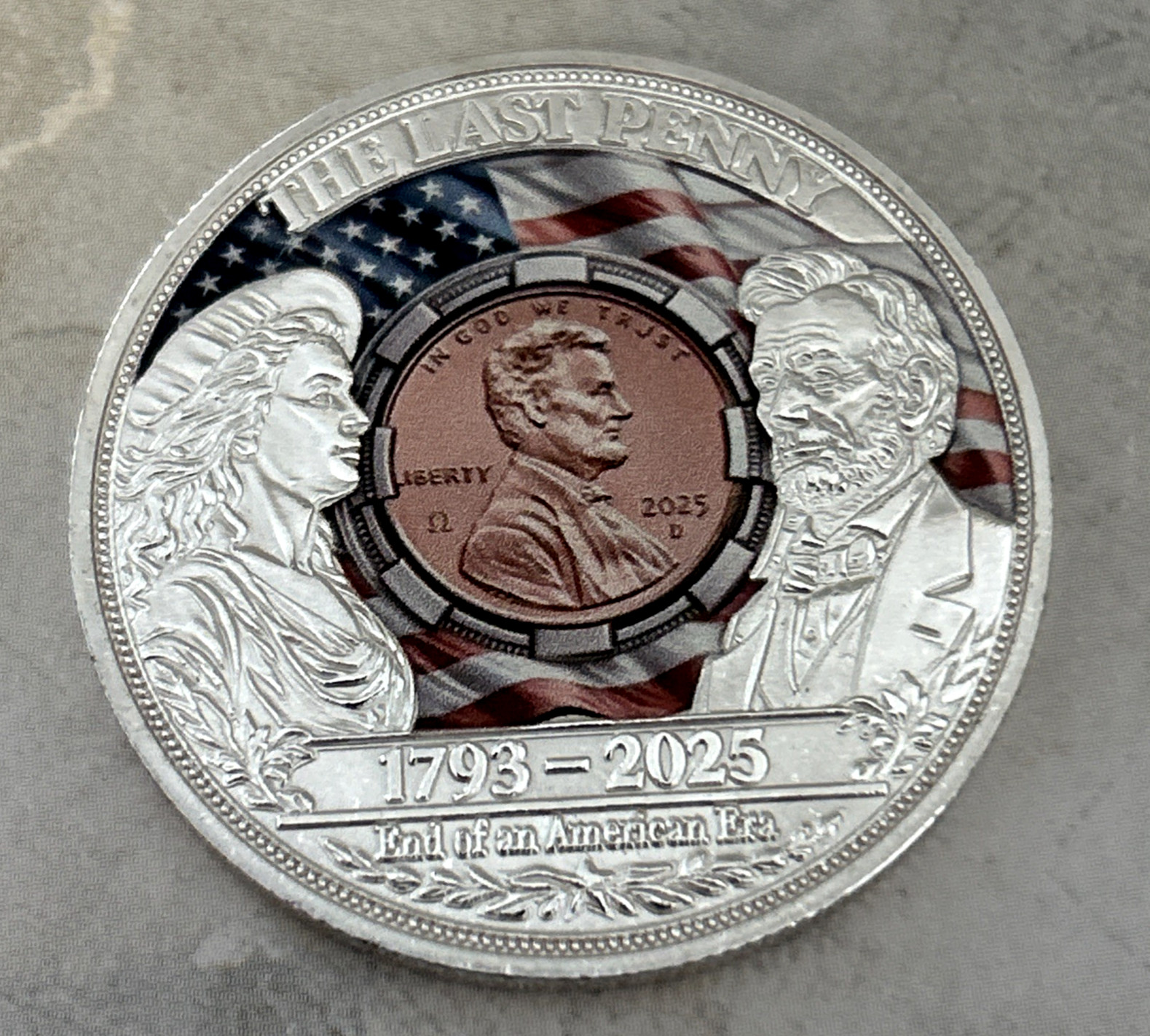 *Lincoln Last Penny Tribute* 1793 -2025 - R.I.P. Penny Commemorative Coin Medal