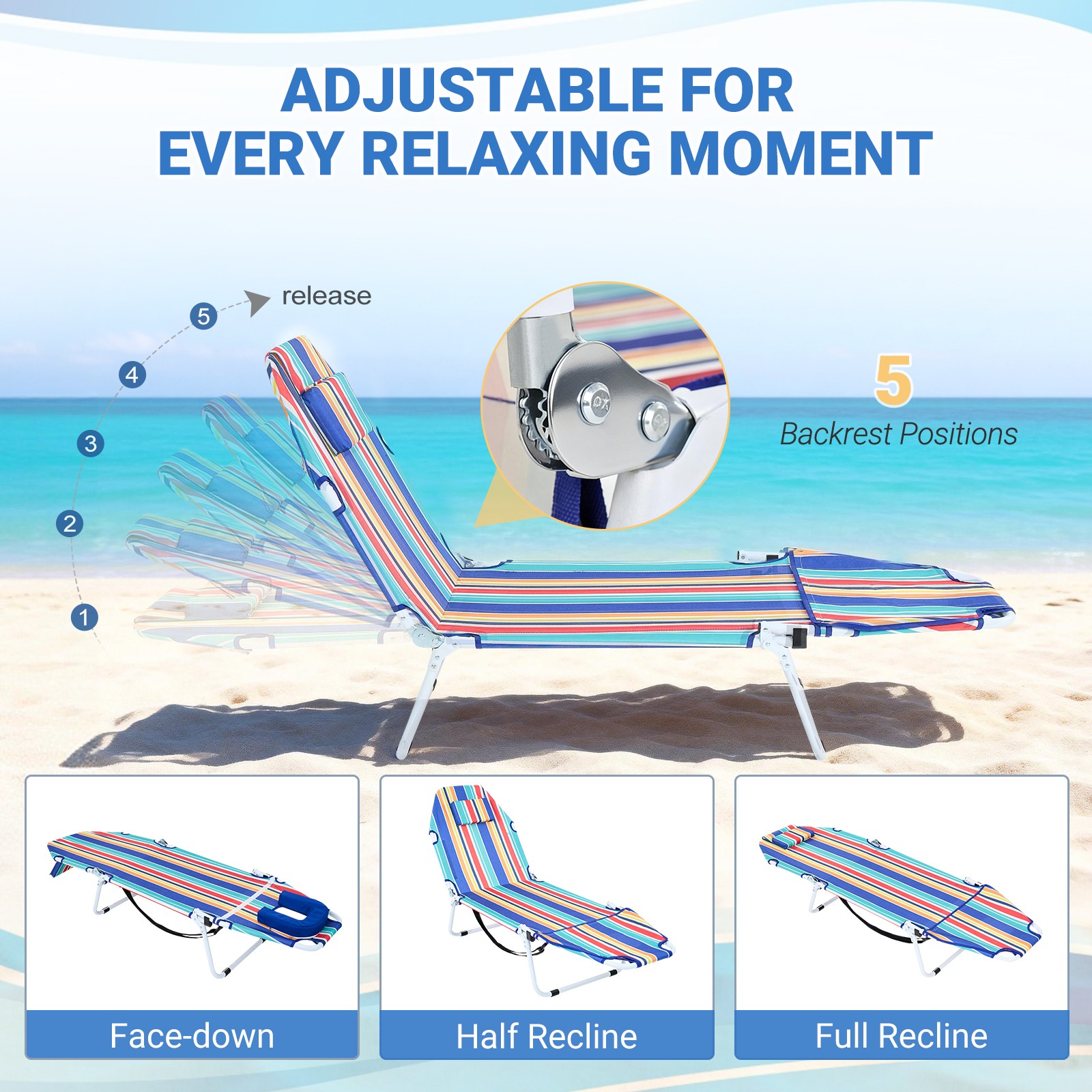 SLSY Folding Camping Cot with Mat & Face/Arm Hole for Adult Sleeping Bed Outdoor