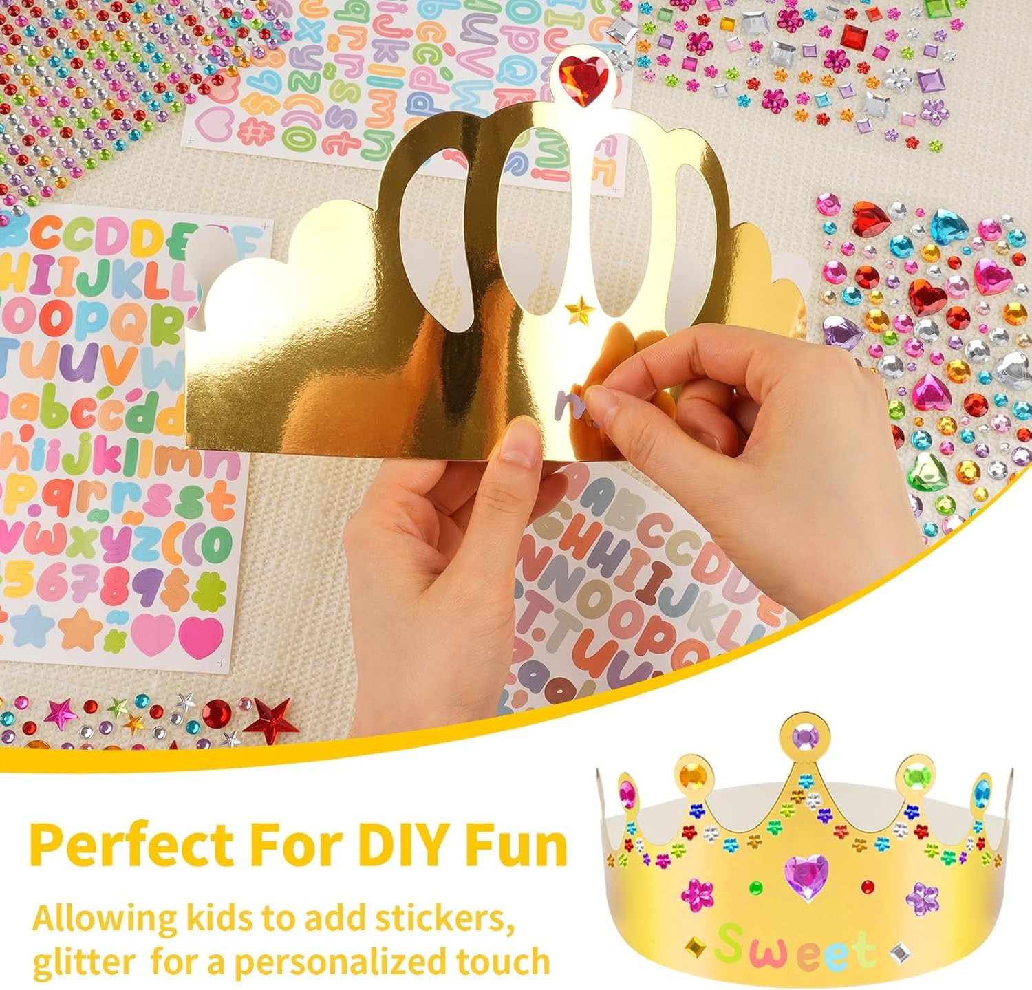 Gold Paper Crowns, 15 Pcs DIY Birthday Party King & Princess Crown...