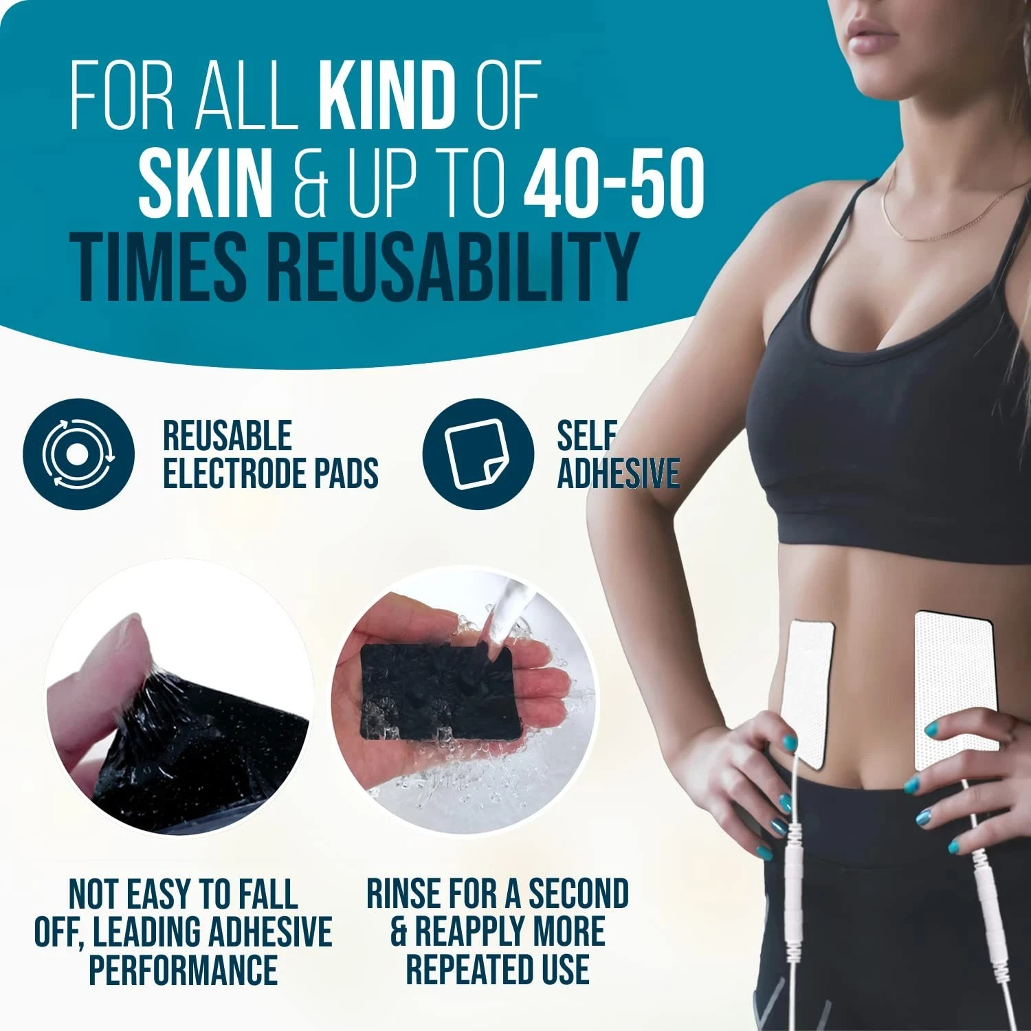 TENS Unit 2x4 Electrode Pads EMS Massage Pain Relief Muscle Stimulator 7000 3000