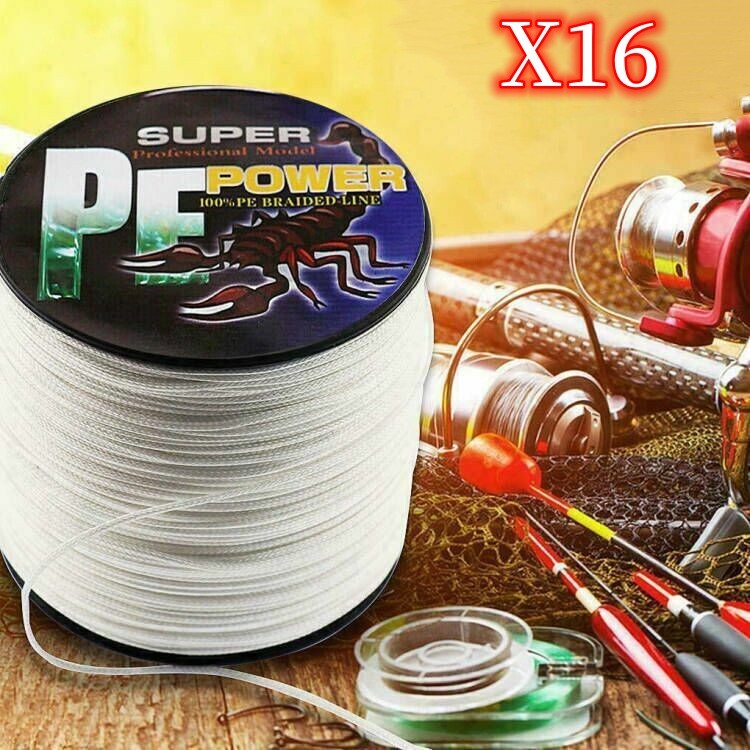 16 Strands 100M-2000M 20lbs-500lbs White Hollow pe Dynema Braided Fishing Line