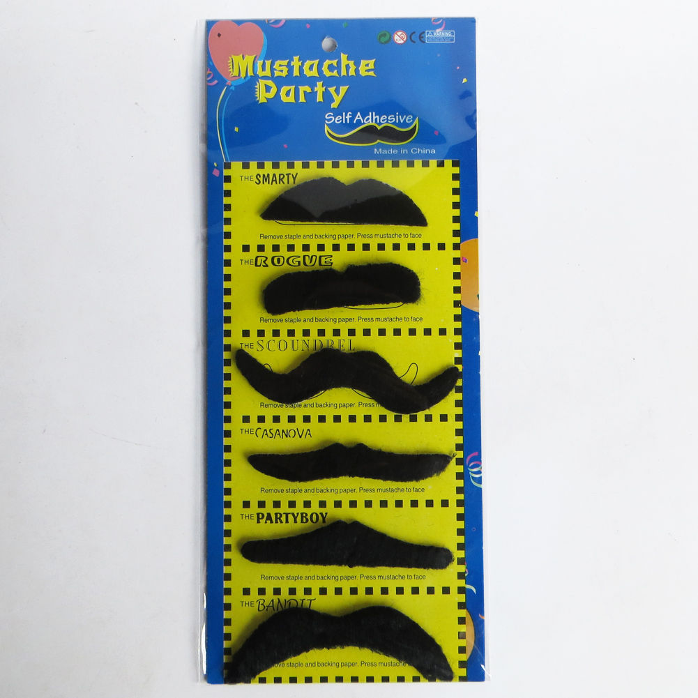 6pcs/set Stylish Costume Funny Party Fake Moustache Black - F/S NYS