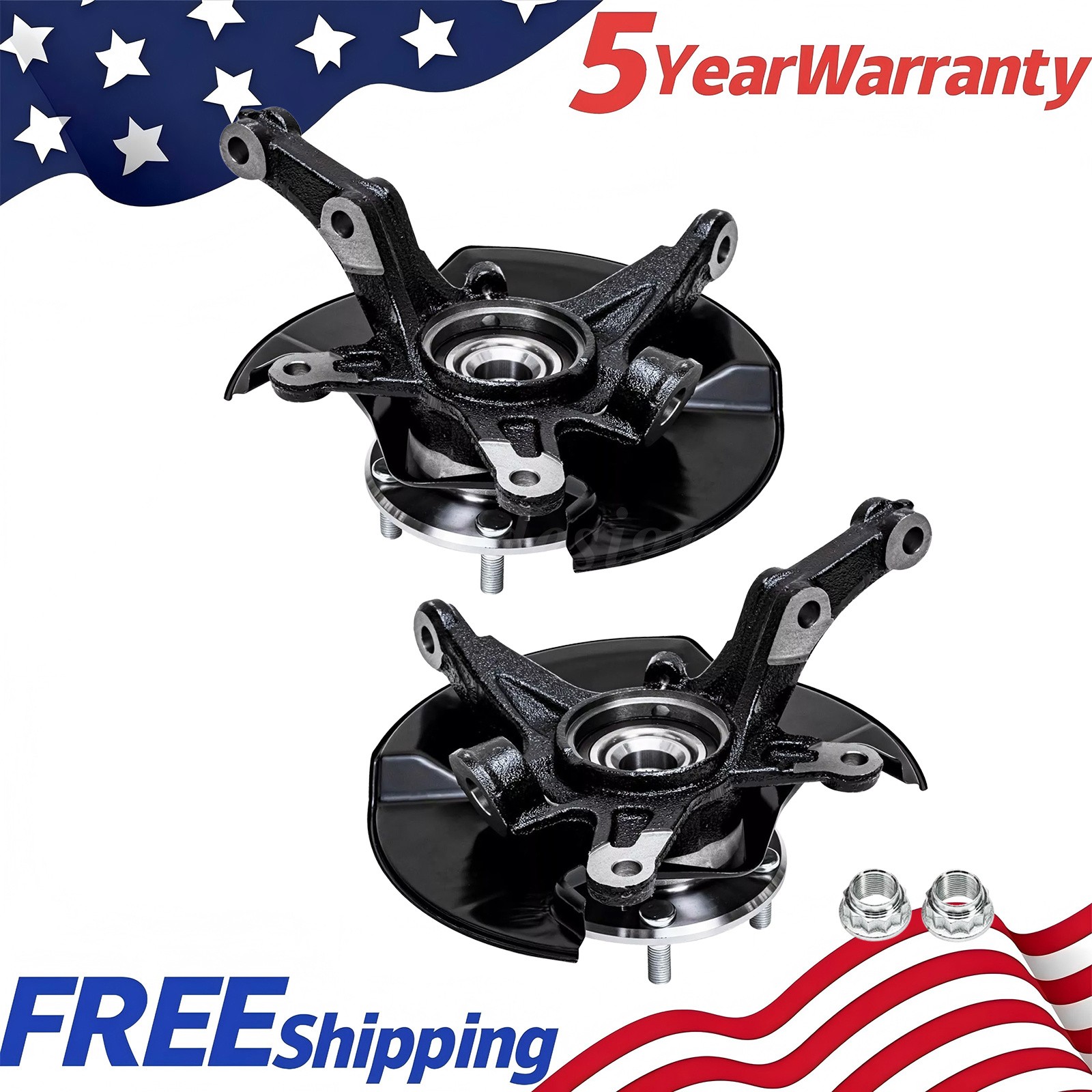 For 2006-2011 Honda Civic Pair Front Steering Knuckle & Wheel Hub Bearing Assy