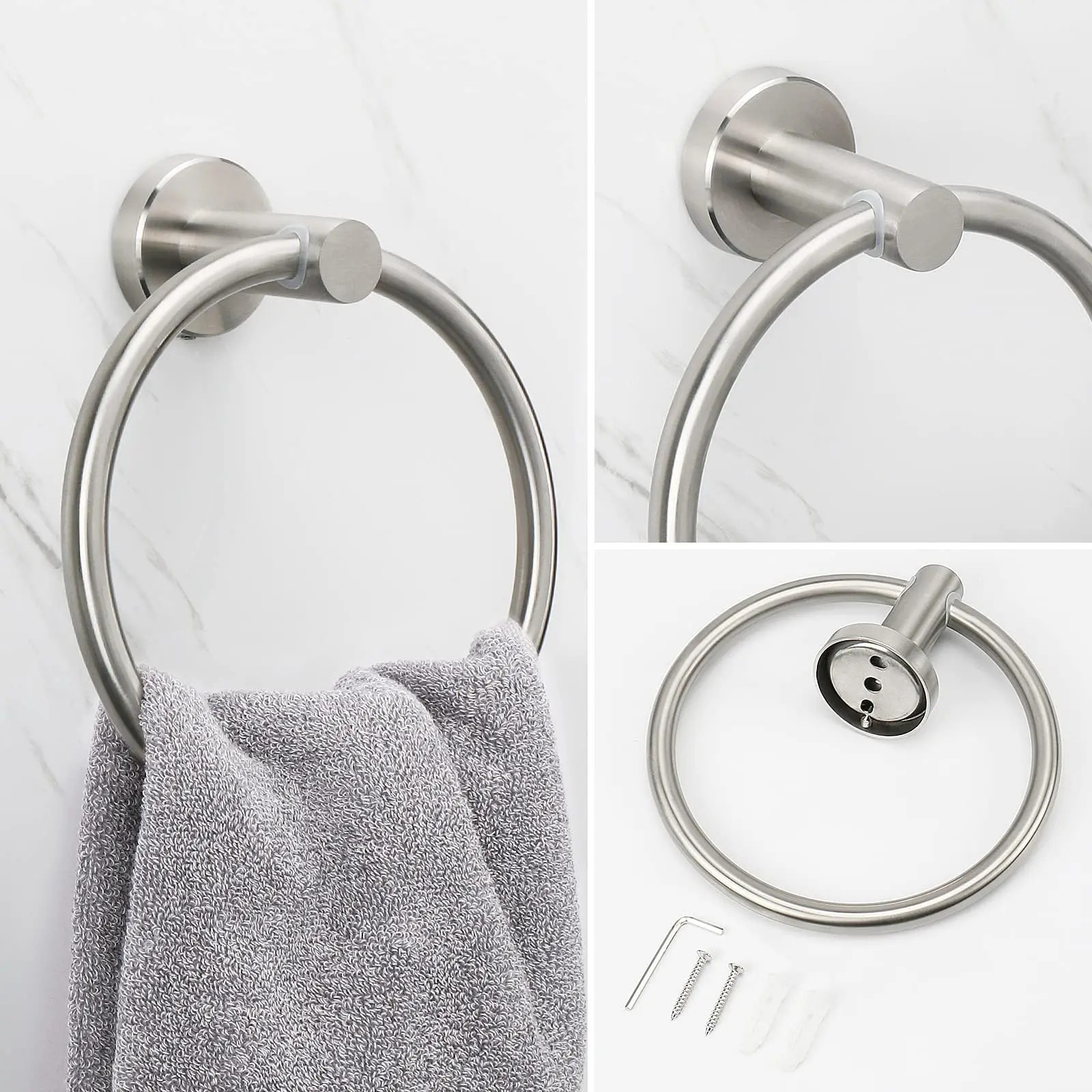 Towel Ring, SUS304 Stainless Steel Modern Hand Towel Holder Rack Hanger Round