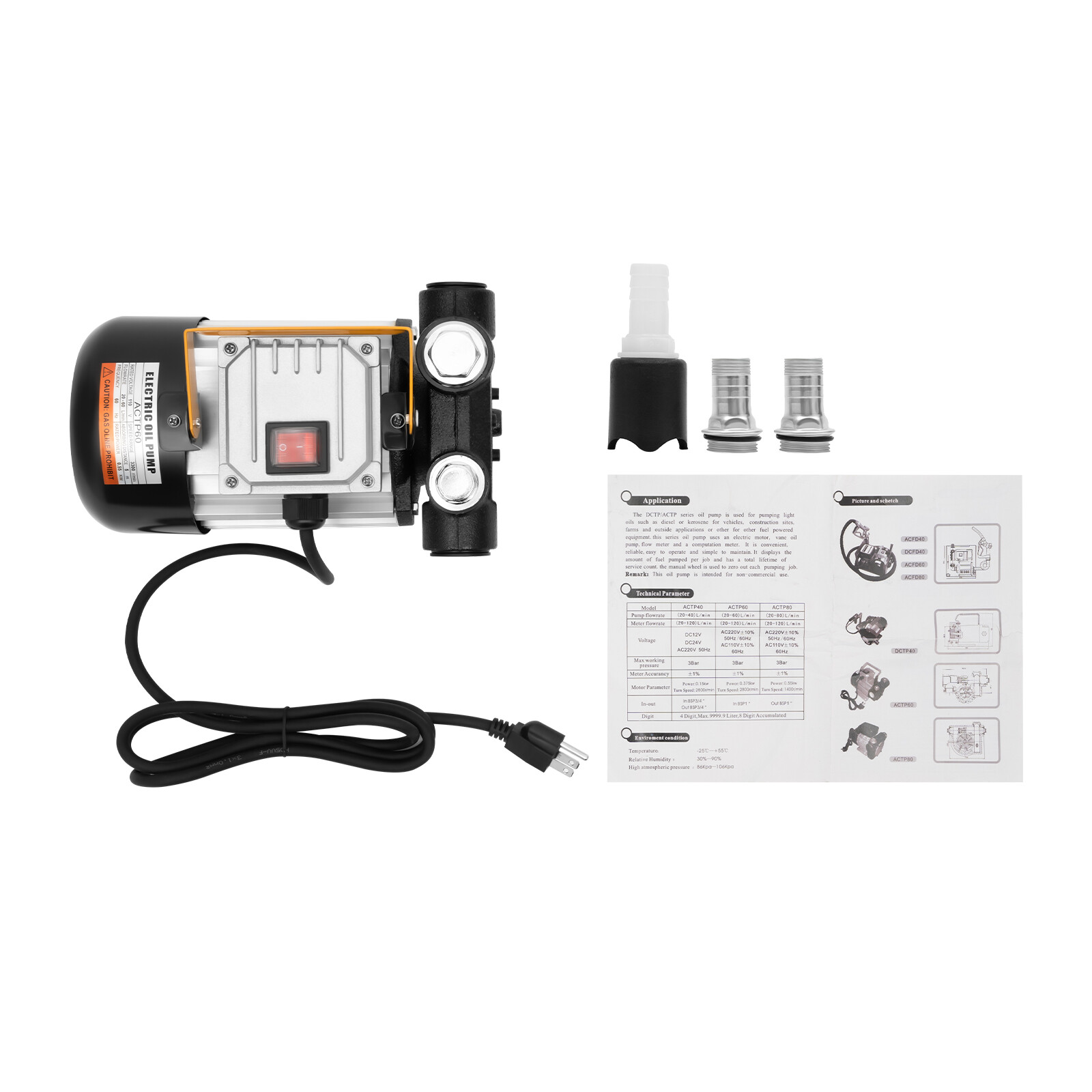 Self-priming Gear Electric Oil Transfer Pump For Fuel 16GPM AC 110V USA