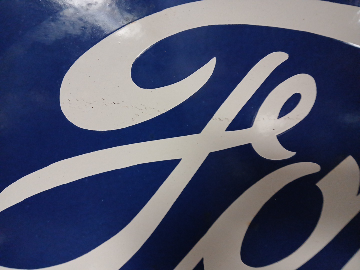 VINTAGE LARGE FORD PORCELAIN METAL SIGN 4FT CAR TRUCK AUTO DEALER SALES SERVICE