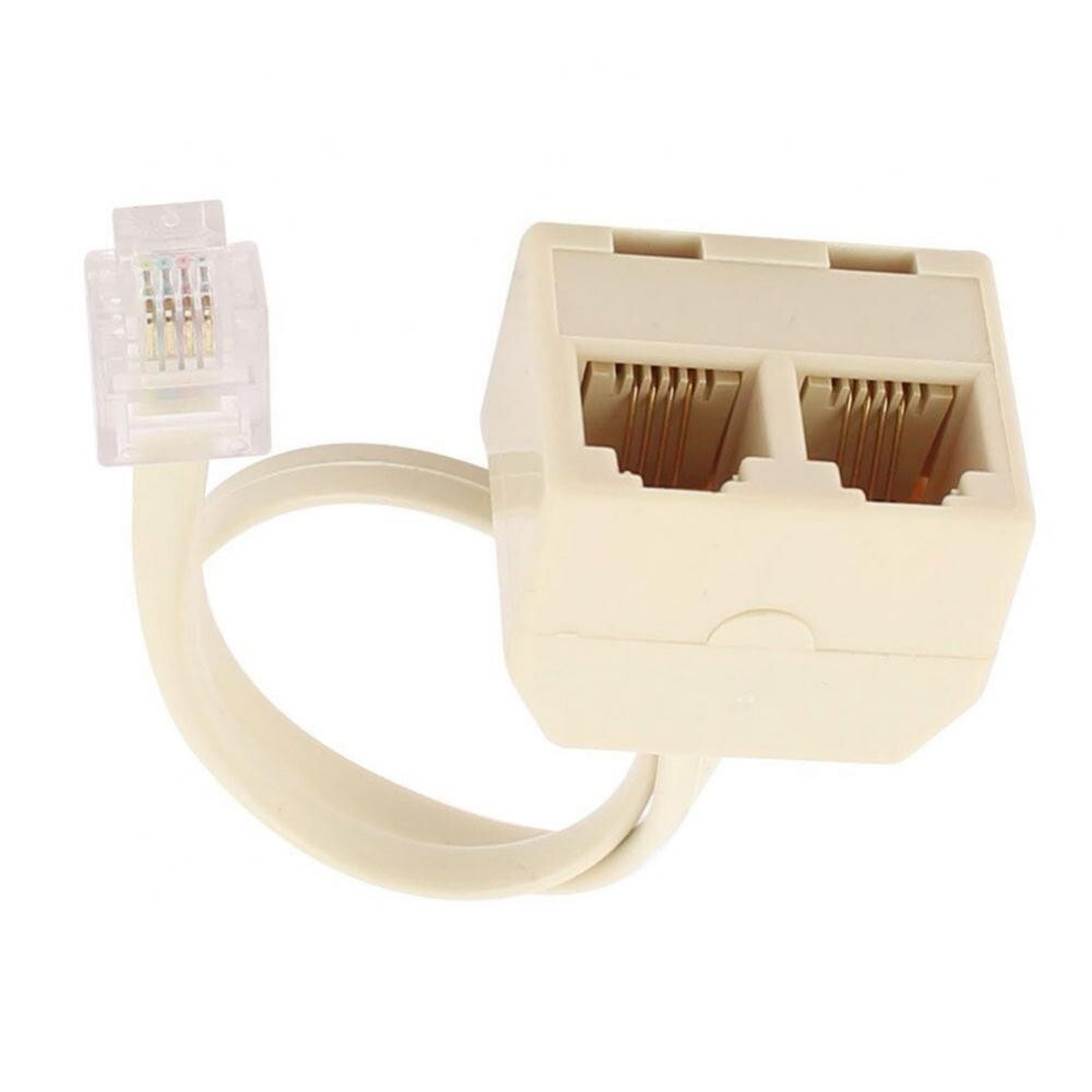 1 To 2 Ways RJ11 6P4C Male Telephone Jack Line Cord Female Splitter adapter Lan