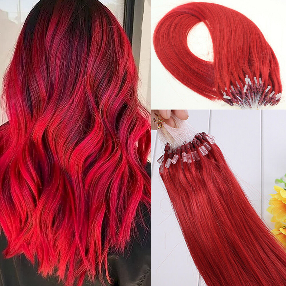 Micro Ring Loop Tip Remy Human Hair Extensions Straight Micro Beads Link Hair US