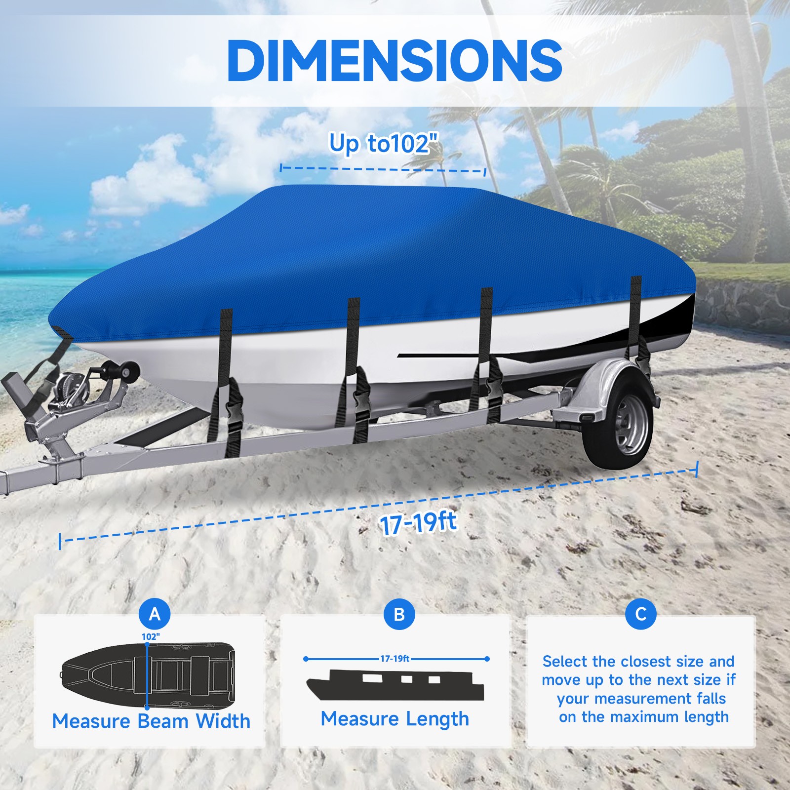 14-24ft Waterproof Boat Cover Trailerable Fishing V-Hull Runabout UV Resistant