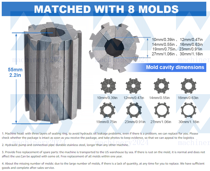 Manual Hose Pipe Crimping High Pressure Hydraulic Hose Crimper With 8 sets Molds