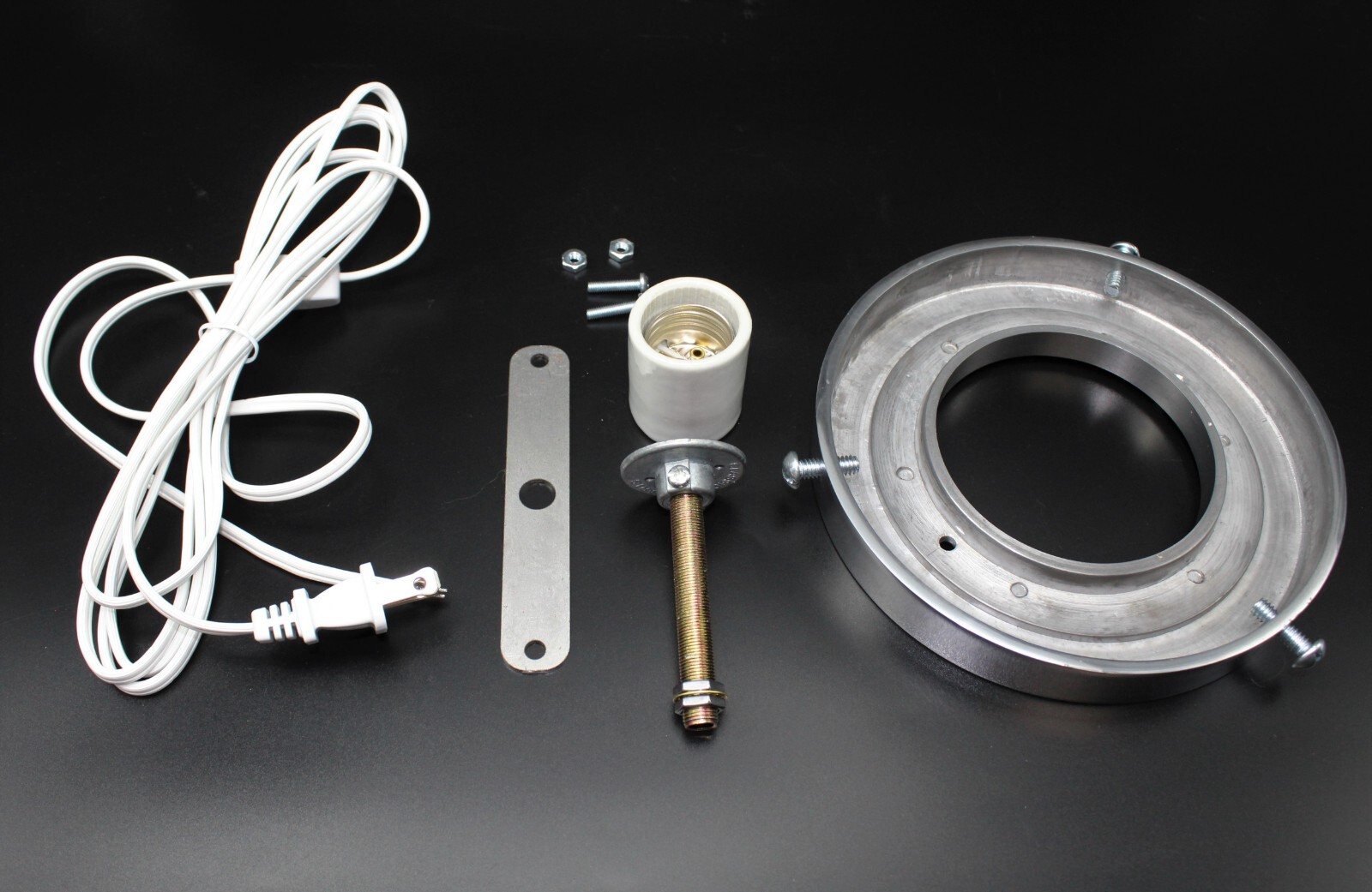 Gas Pump Globe Light Kit w 6" Polished Aluminum Globe Mount