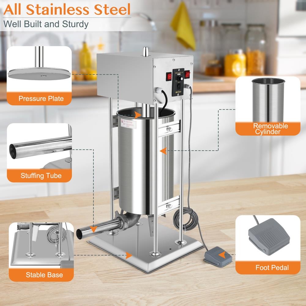 Commercial Electric Sausage Stuffer 15L Stainless Steel Meat Food Maker Machine