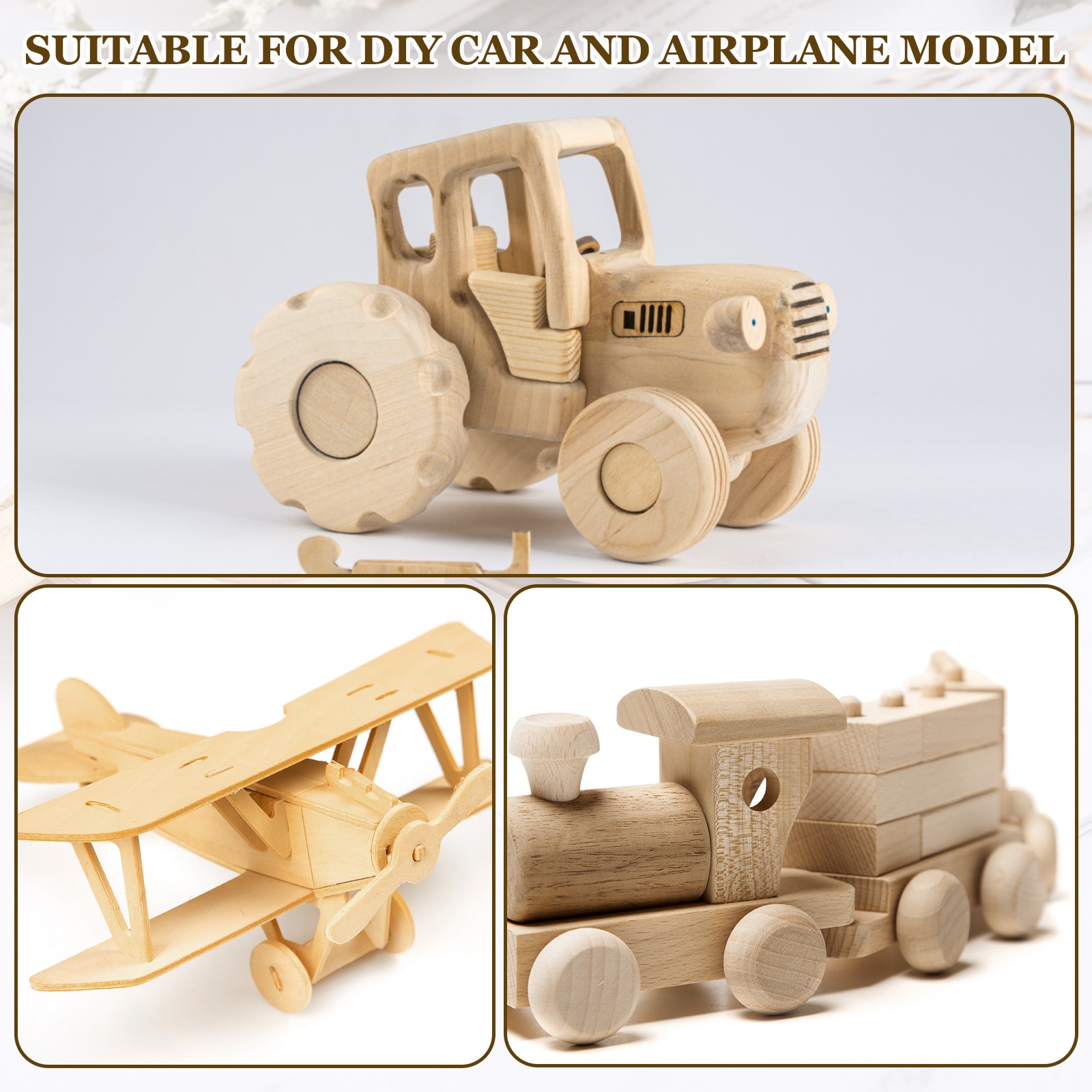 Wood Axle Pegs 5/16" Dia. 1-5/8" Length Wooden Wheels Shaft 50pcs