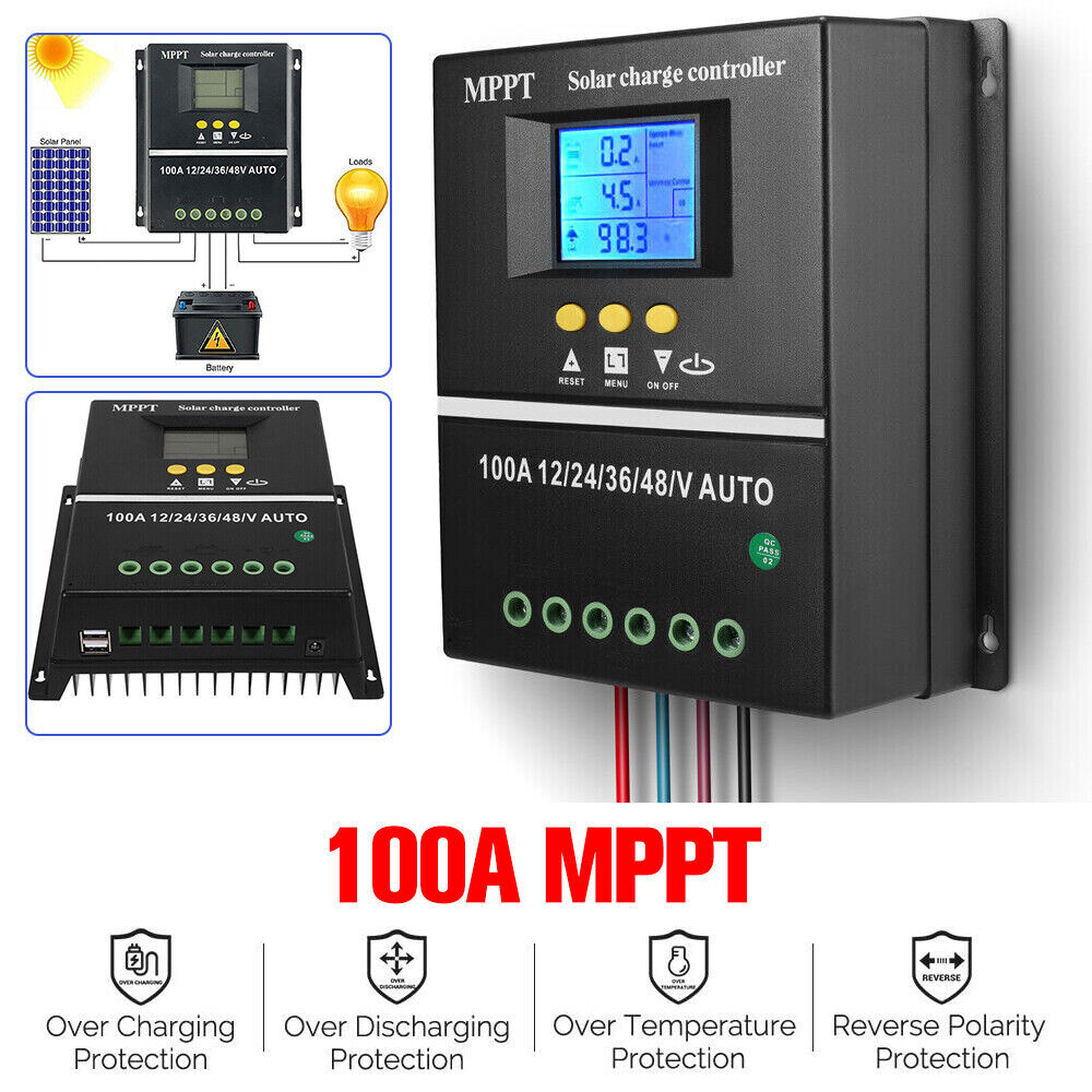 4000W 100A MPPT Solar Charge Controller 12V/24V/36V/48V Battery PV Regulator USB