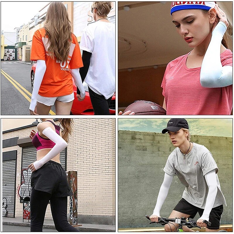 5 Pairs Cooling Arm Sleeves Cover UV Sun Protection Sports Outdoor For Men Women