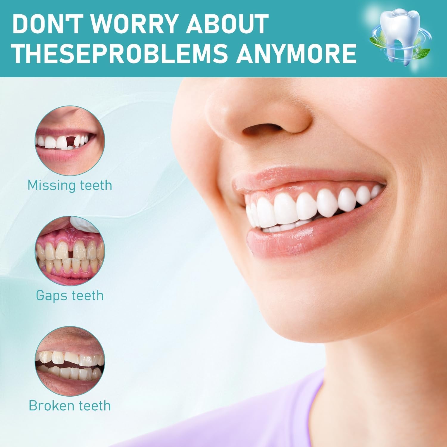 2PCS Minceetbien Dentures, Minceetbien Silicone Reline Denture Set, Adjustable S