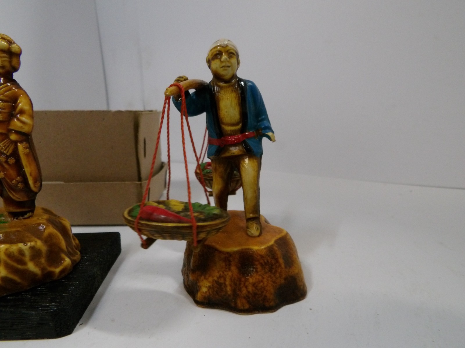 Lot of 2 Japan Japanese celluloid figures Geisha & Farmer