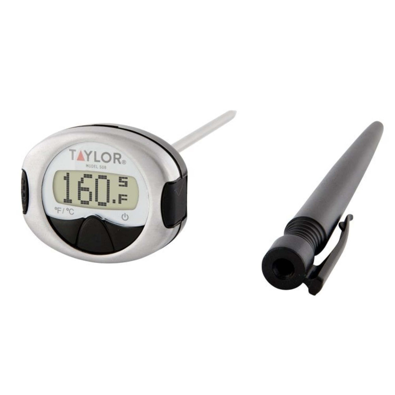 Taylor Pro Instant Read Digital Food Thermometer – Stainless Steel (Steel/Black)