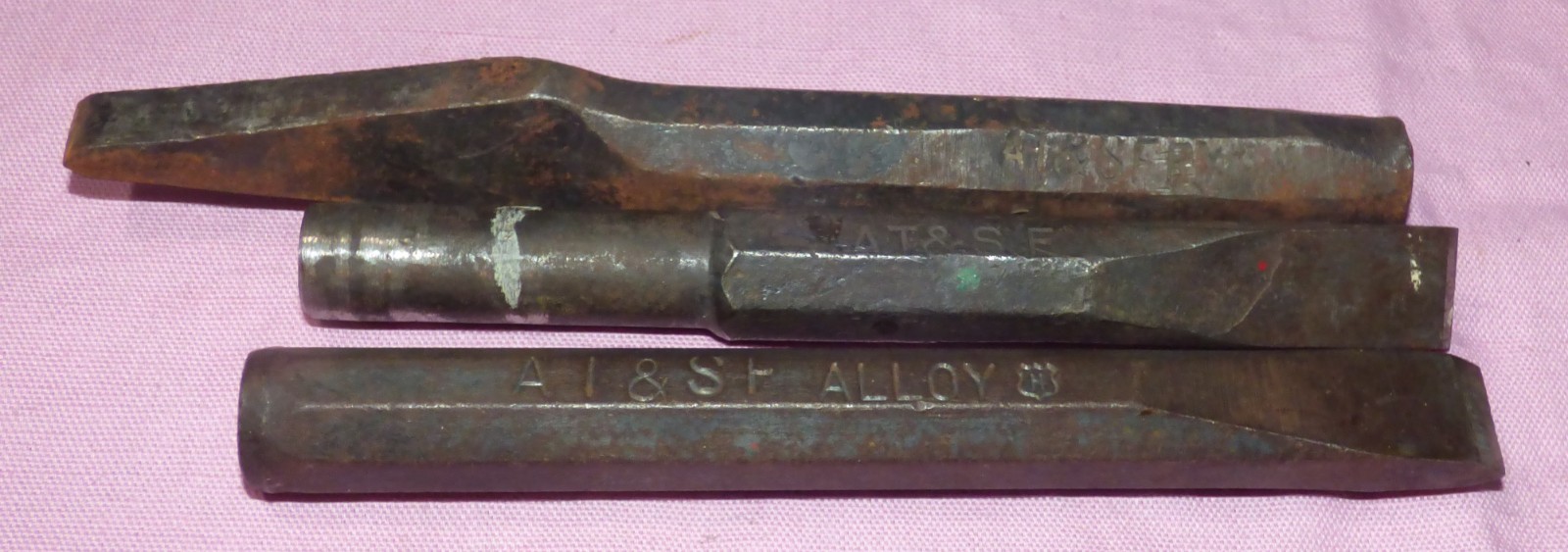 AT&SF Railroad chisel tools lot of 3 used hand tool set