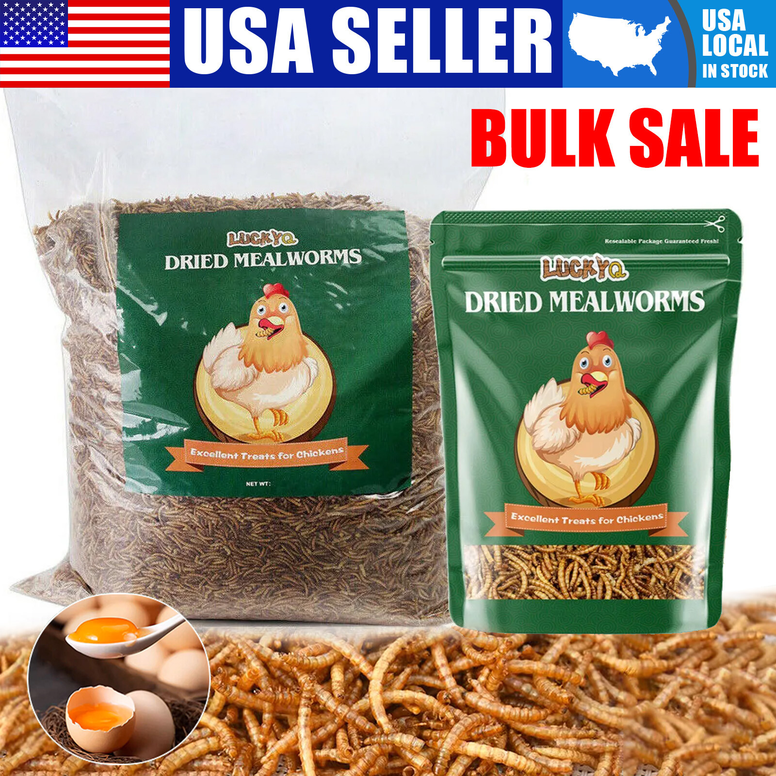 Bulk Dried Mealworms 30% Protein Non-GMO Wild Bird Chicken Fish Food Treats Lot