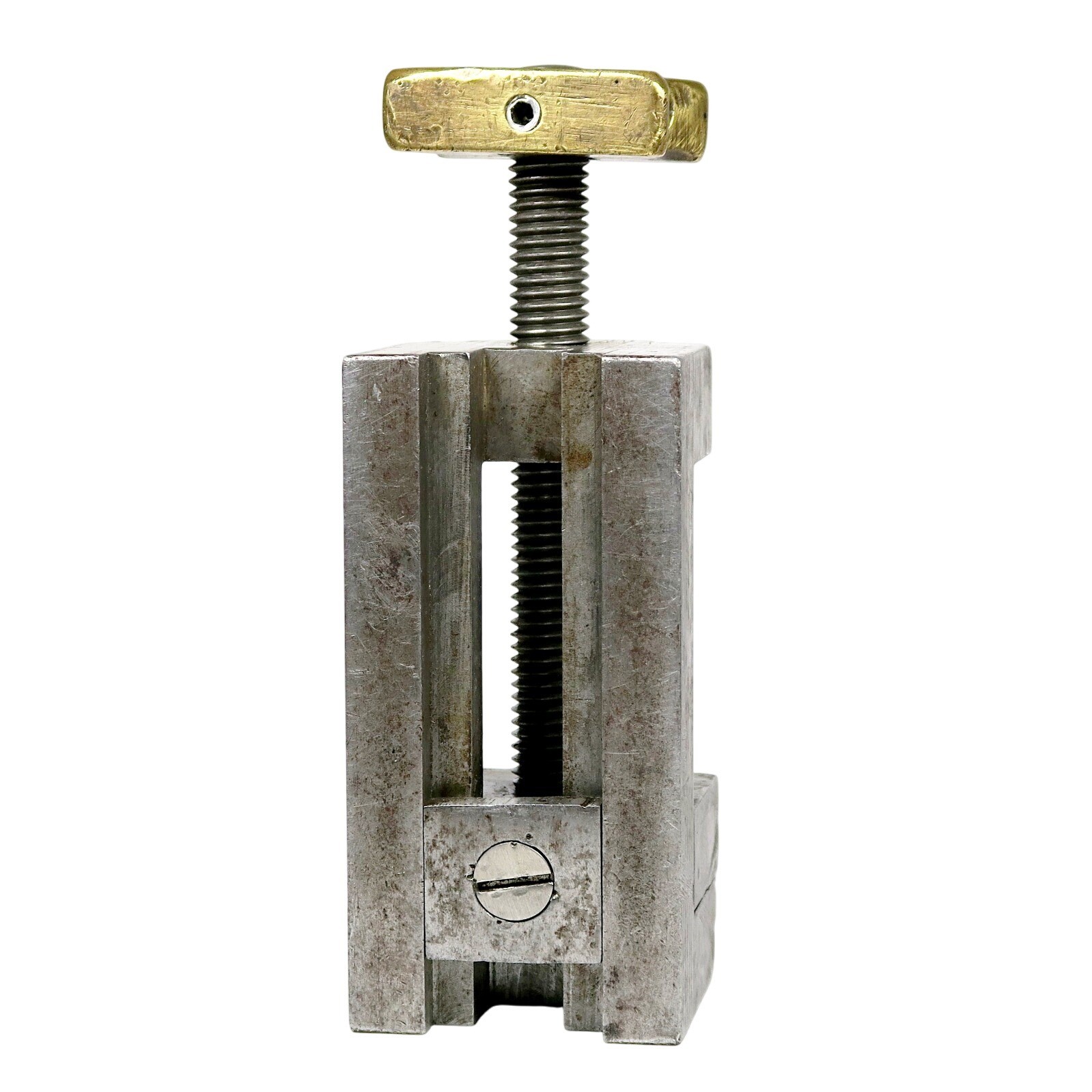 Small Brass Handle Drill Press Vice 1.8" Max Opening Vintage Machinists Tool