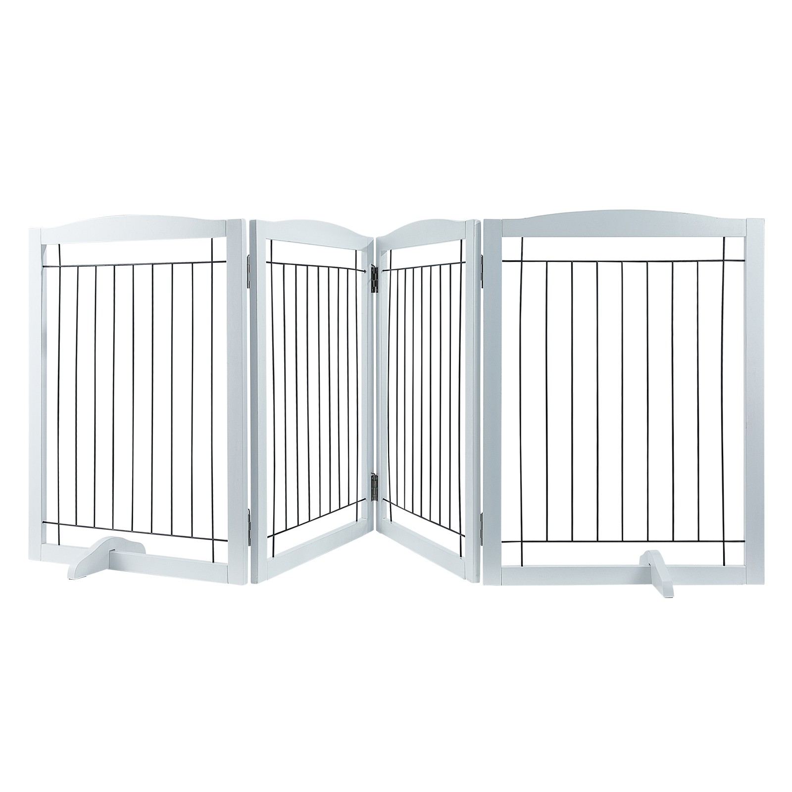 Free Standing Dog Gate 32x96.5 inch Freestanding Pet Gate Foldable White