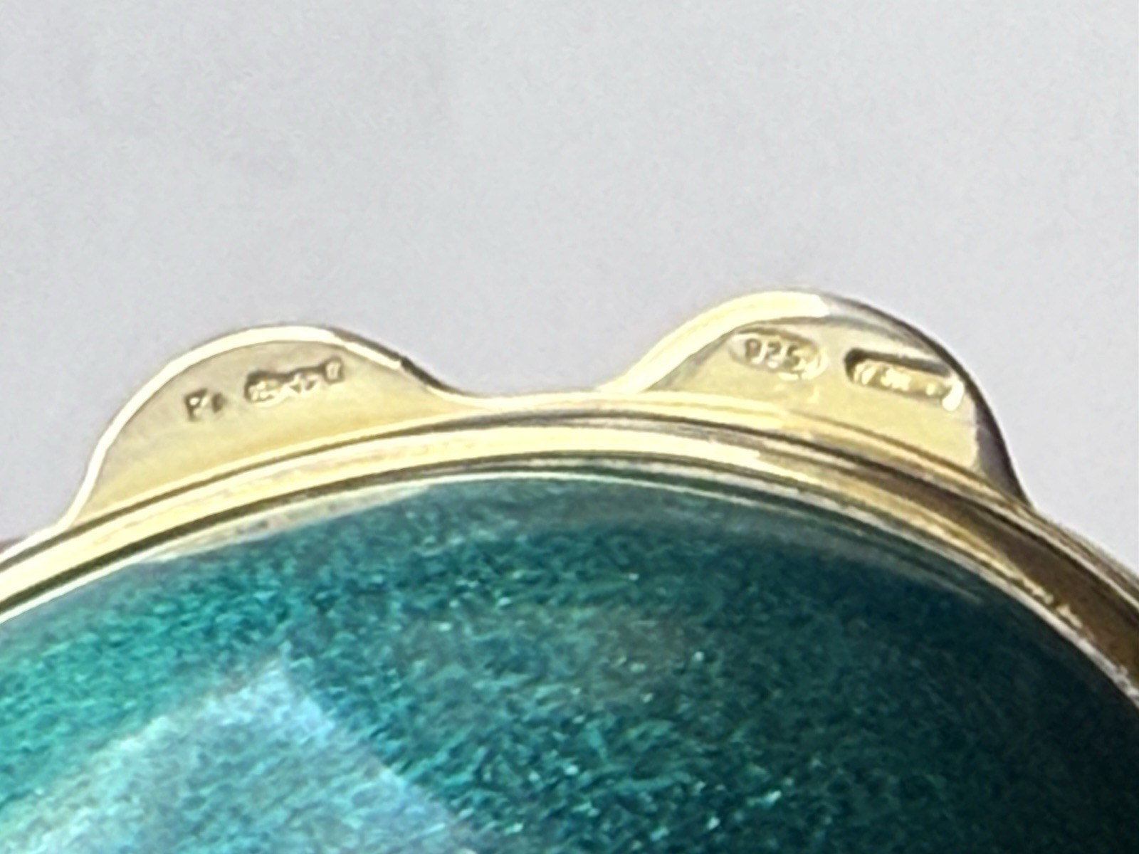 Antique Hallmarked Turquoise Enameled Sterling Silver Egg Trinket Box