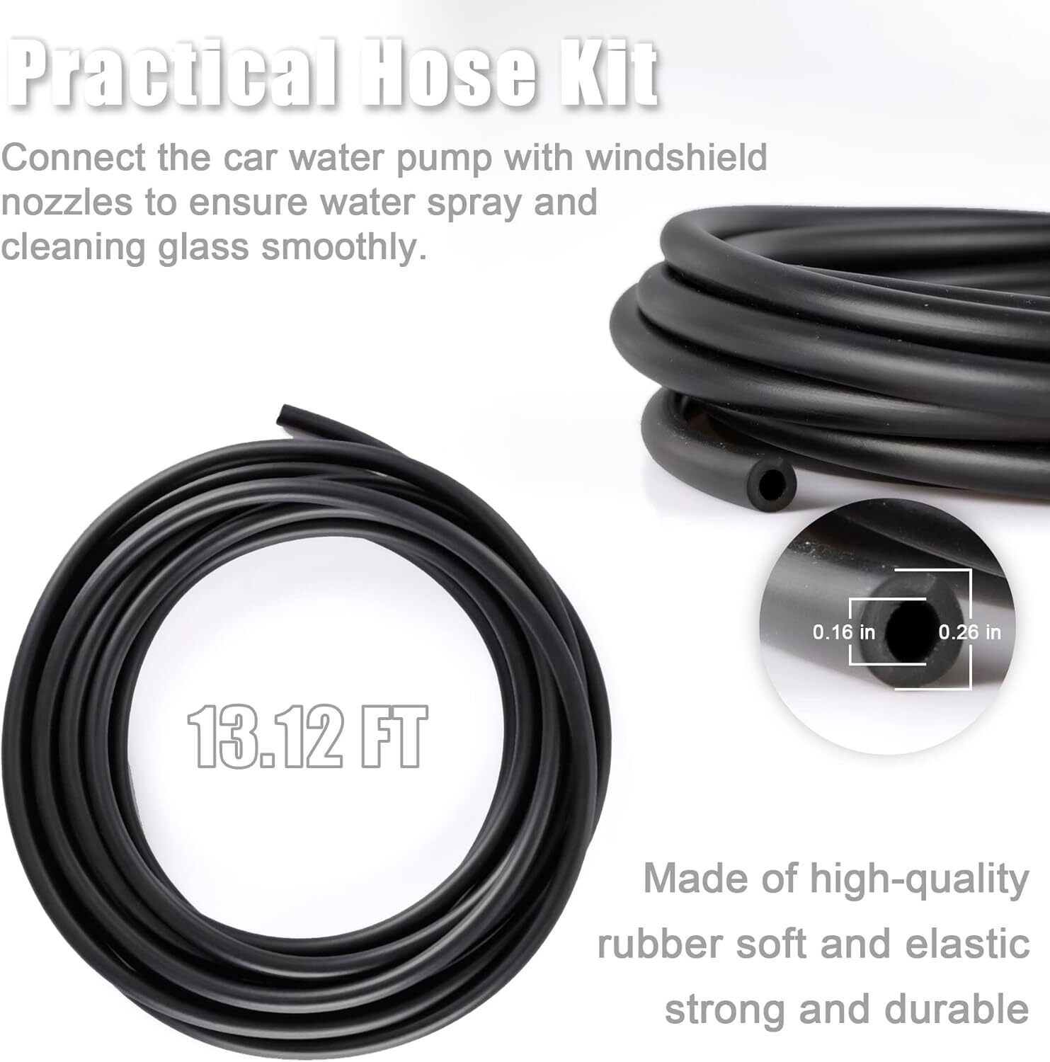 Windshield Washer Hose Kit, 4 Meter Washer Fluid Hose & 12 Pcs Hose Connectors