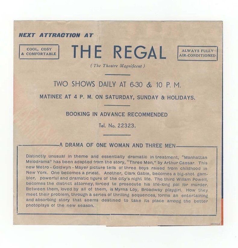 Manhattan Melodrama Clark Gable Herald from the 1934 Movie ultra rare