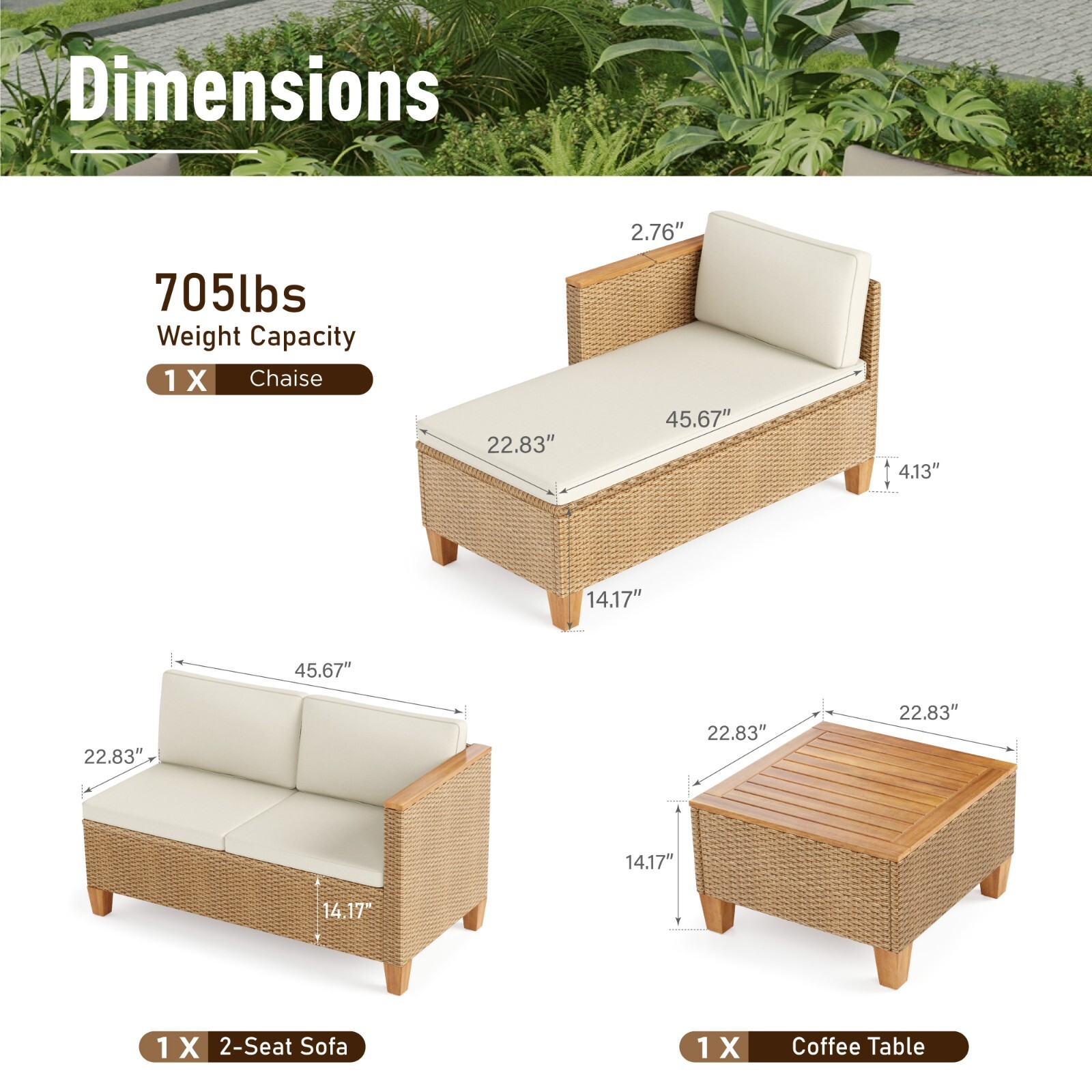 Outdoor Furniture Rattan Furniture Patio Conversation Set Outdoor Wicker Sofa