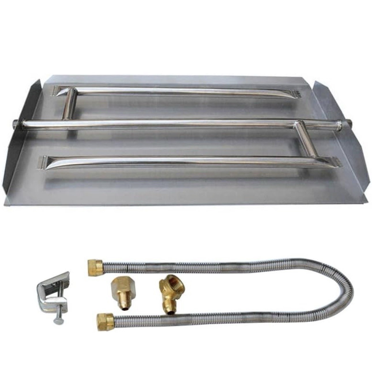 Stanbroil Stainless Steel Natural Gas Fireplace Trpl Flame Pan Burner Kit, 16.5”
