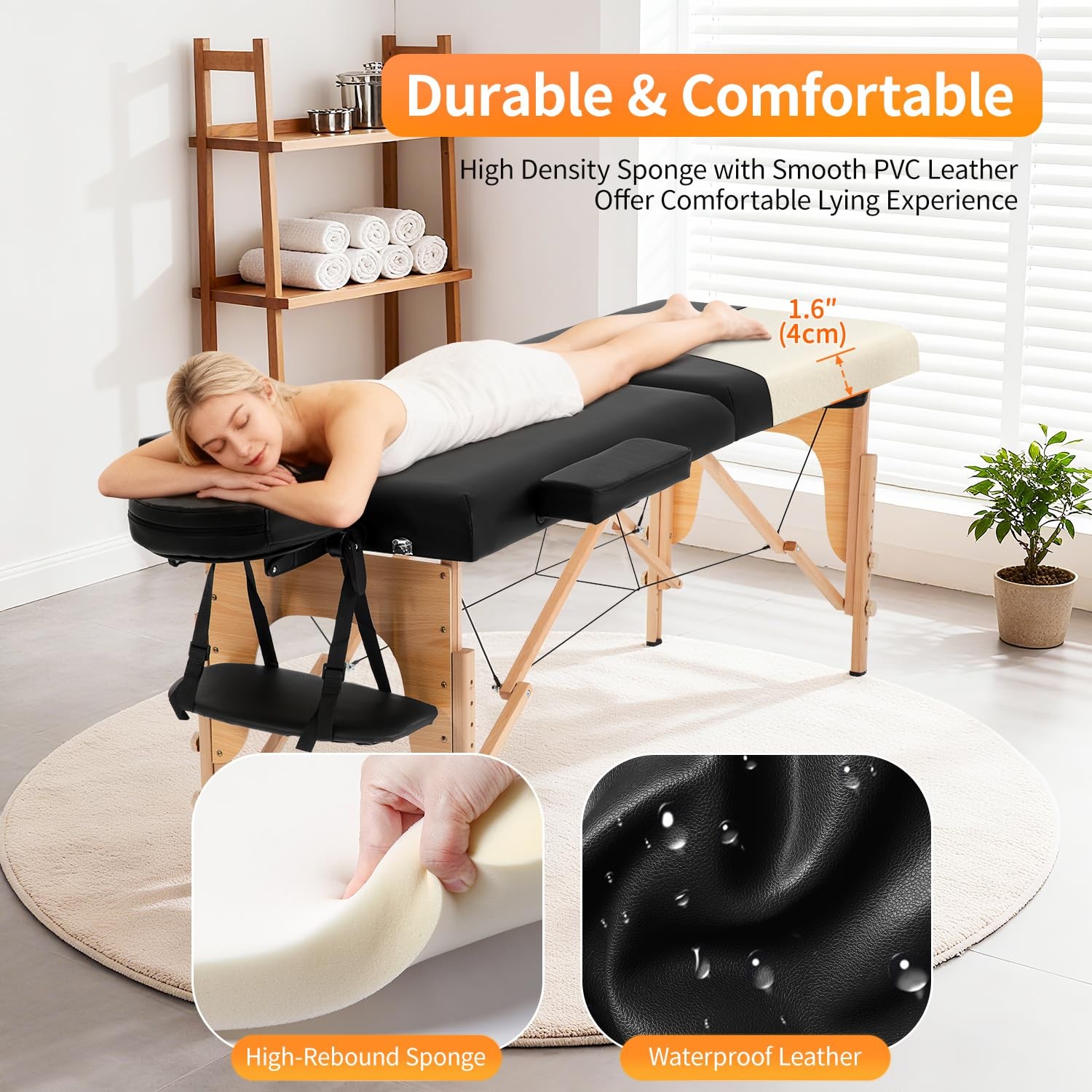 Massage Bed Portable Massage Table 24 inch Wide Lash Bed Height Adjustable 2 ...