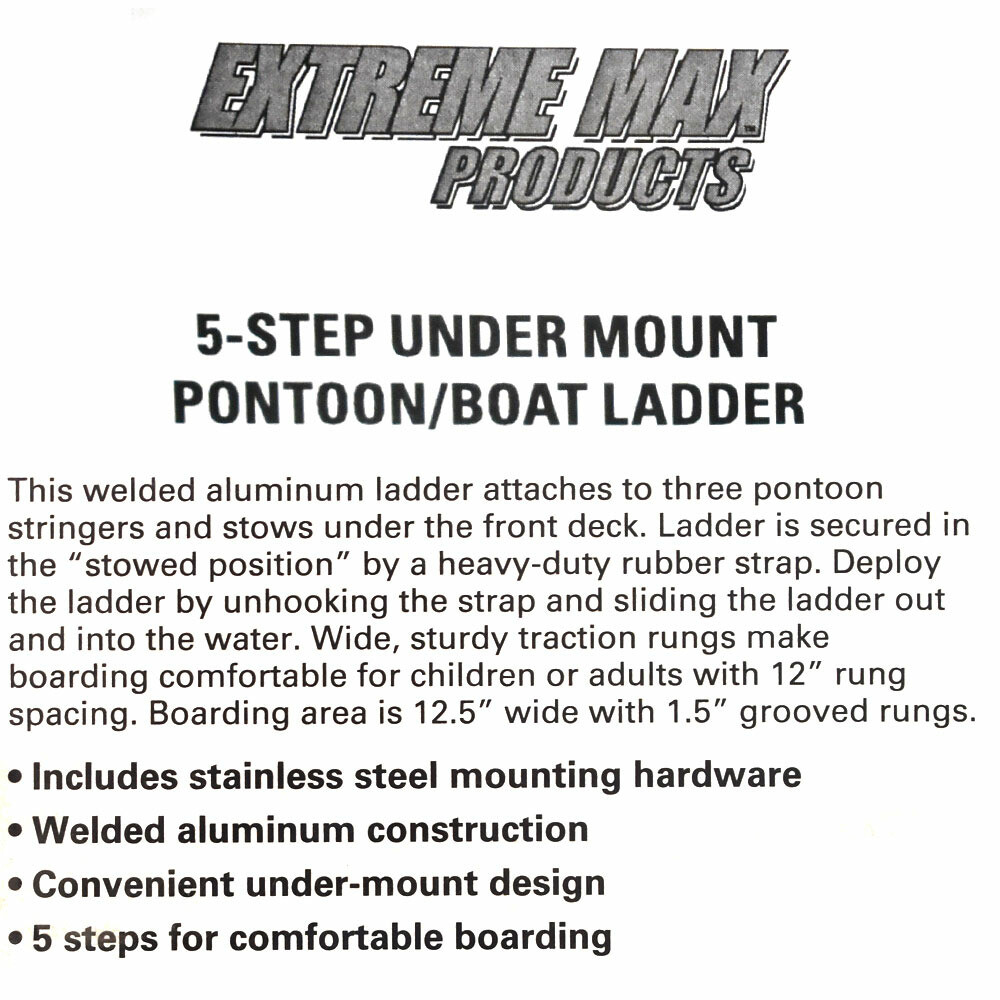 Extreme Max Pontoon Boat Undermount Ladder 3005.3430 | 5 Step