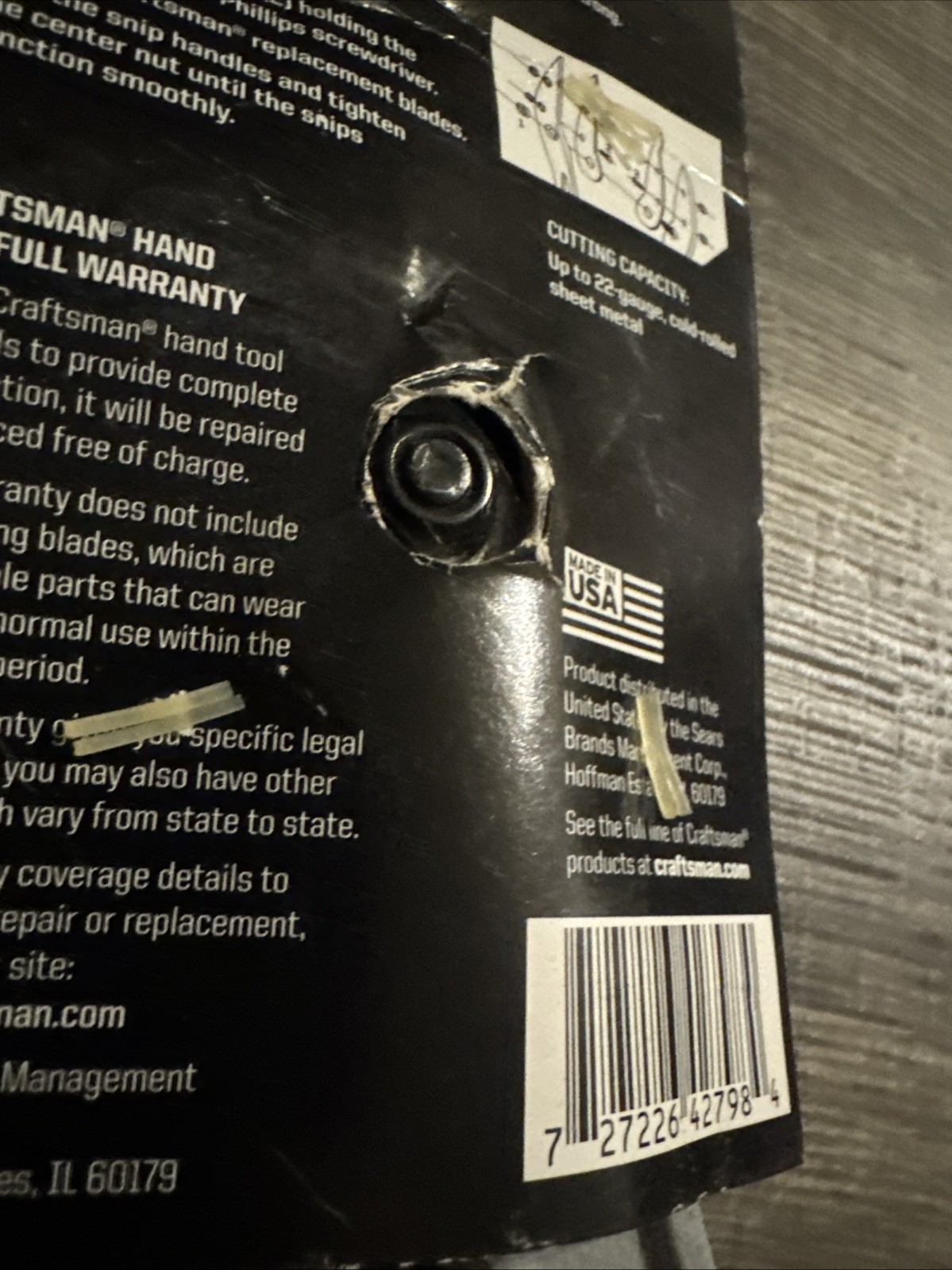 Sears CRAFTSMAN 42798 12” TIN SNIP USA Nos Aluminum Rare Metal Replaceable Blde