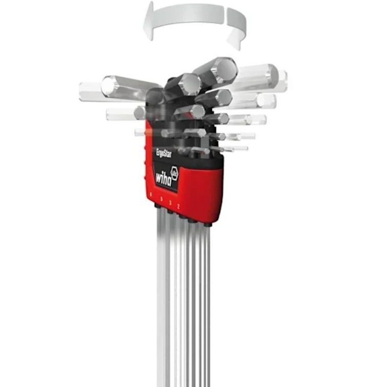 Wiha 66982 ErgoStar Ball End Hex L-Key Set 22 Piece SAE Inch & Metric Allen Keys