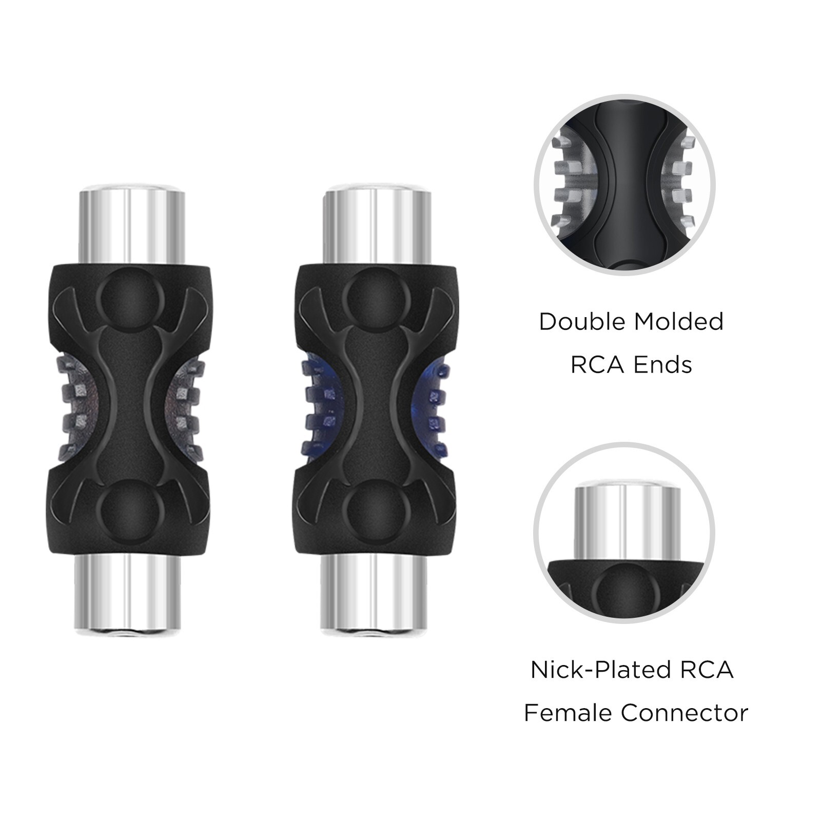 Recoil RCA-S Speaker Wire to RCA Adapter with RCA Female to Female Coupler Pair