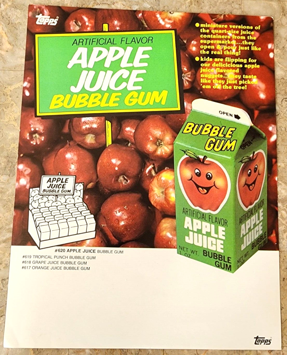 1984 Topps Apple Juice Bubble Jum Dealer Sell Sheet Promo Retail (One)