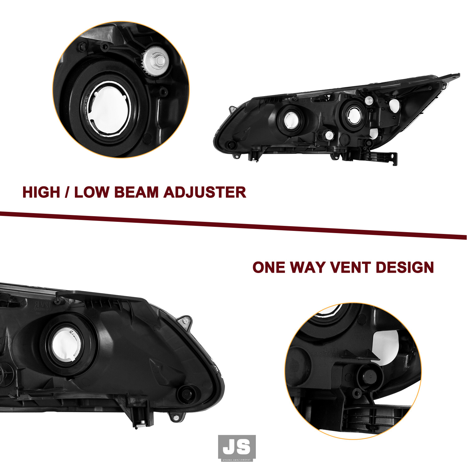 For 2013 2014 2015 Honda Accord Sedan W/O LED DRL Projector Halogen Headlights