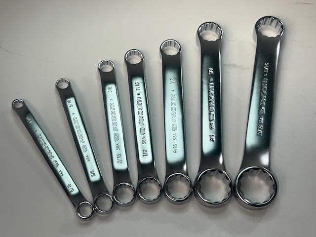 NEW Facom 7pc Set 10° Offset Stubby THIN WALL Box End SAE Wrench Set 1/4-13/16"