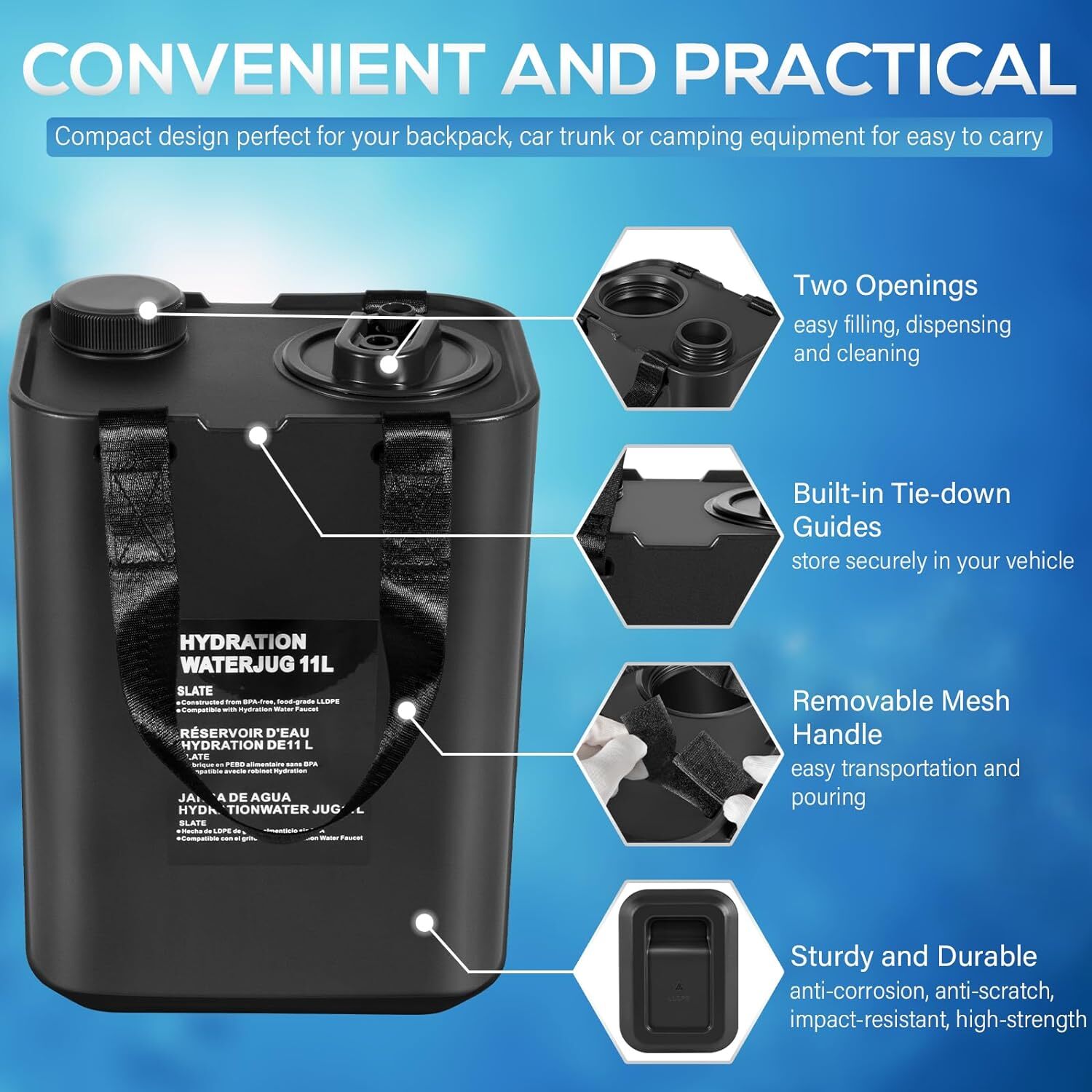 11L Hydration Water Storage Container Camping Outdoor BBQ BPA Free Food Grade