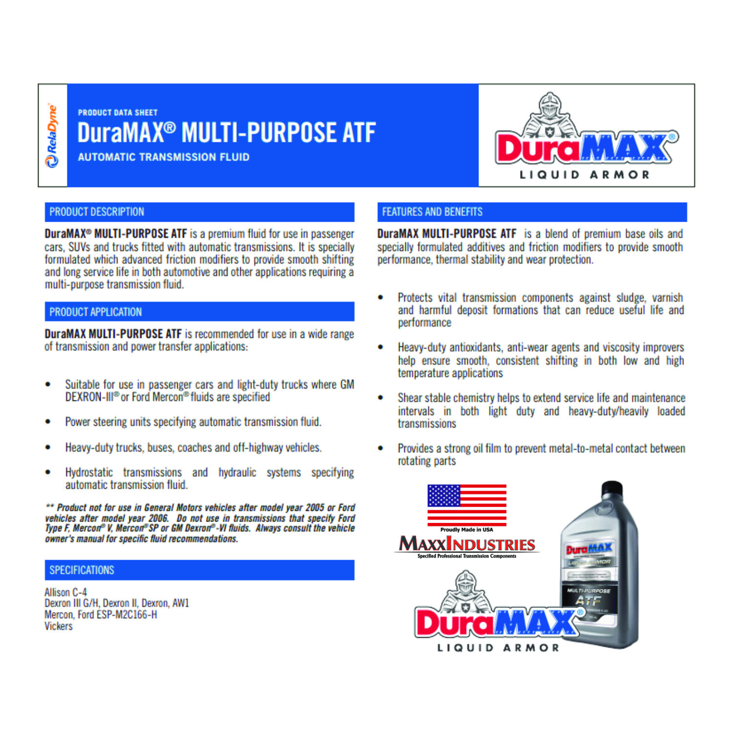 ATF Automatic Transmission Fluid Dexron III Mercon - Conventional - 12 qt