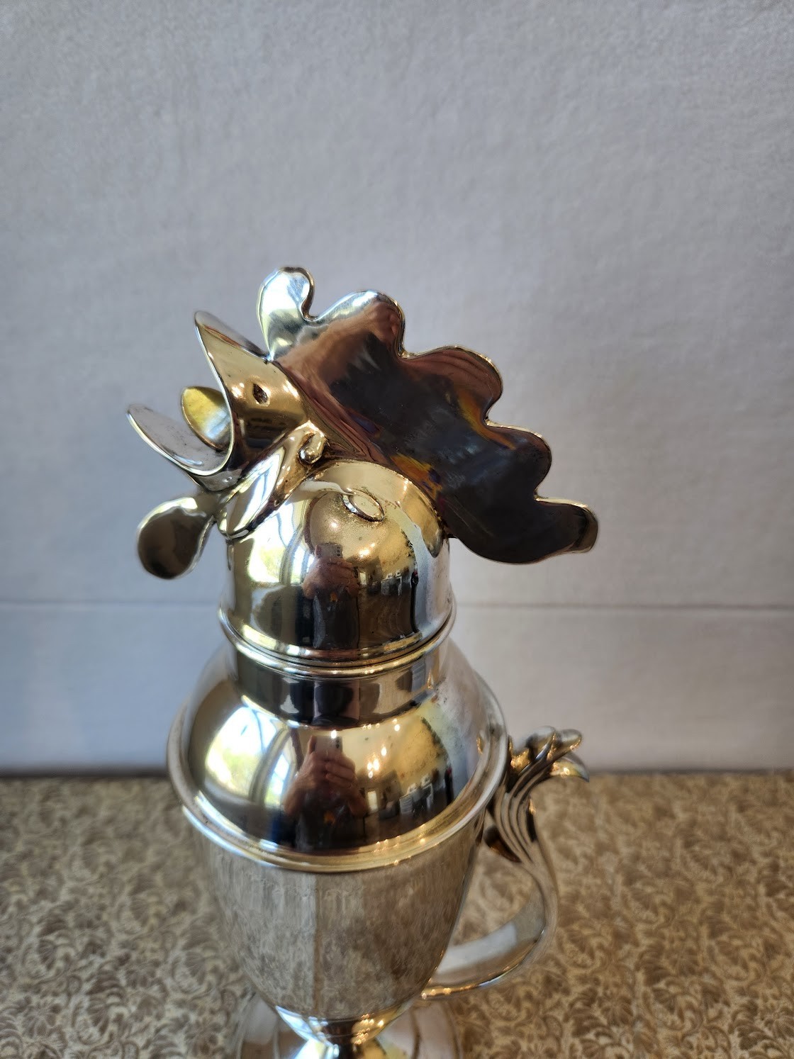 Rooster Cocktail Shaker Restoration Hardware Polished Silver Plate Vintage 13"