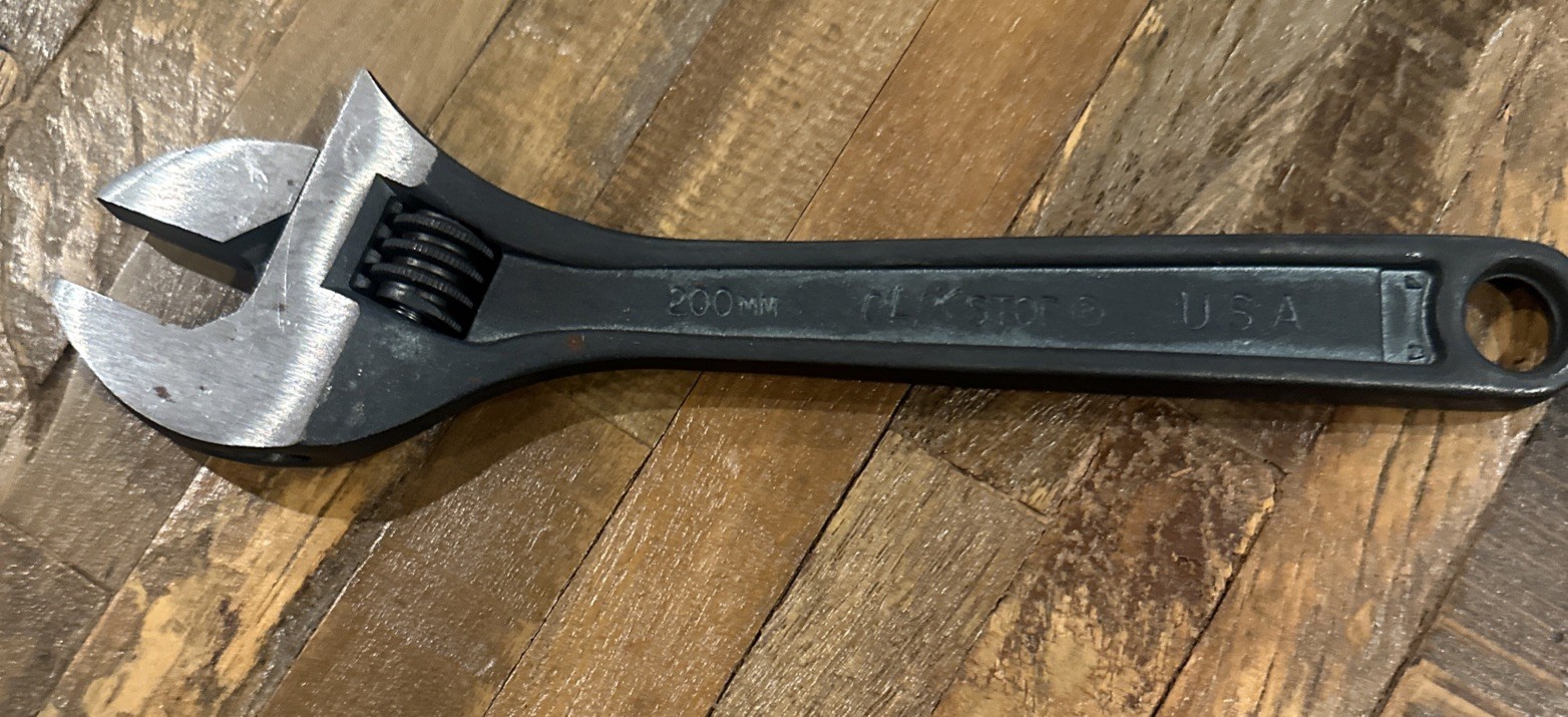 Stanley PROTO 8" Adjustable Wrench 708 Made in USA Chrome NEW Clik Stop Black