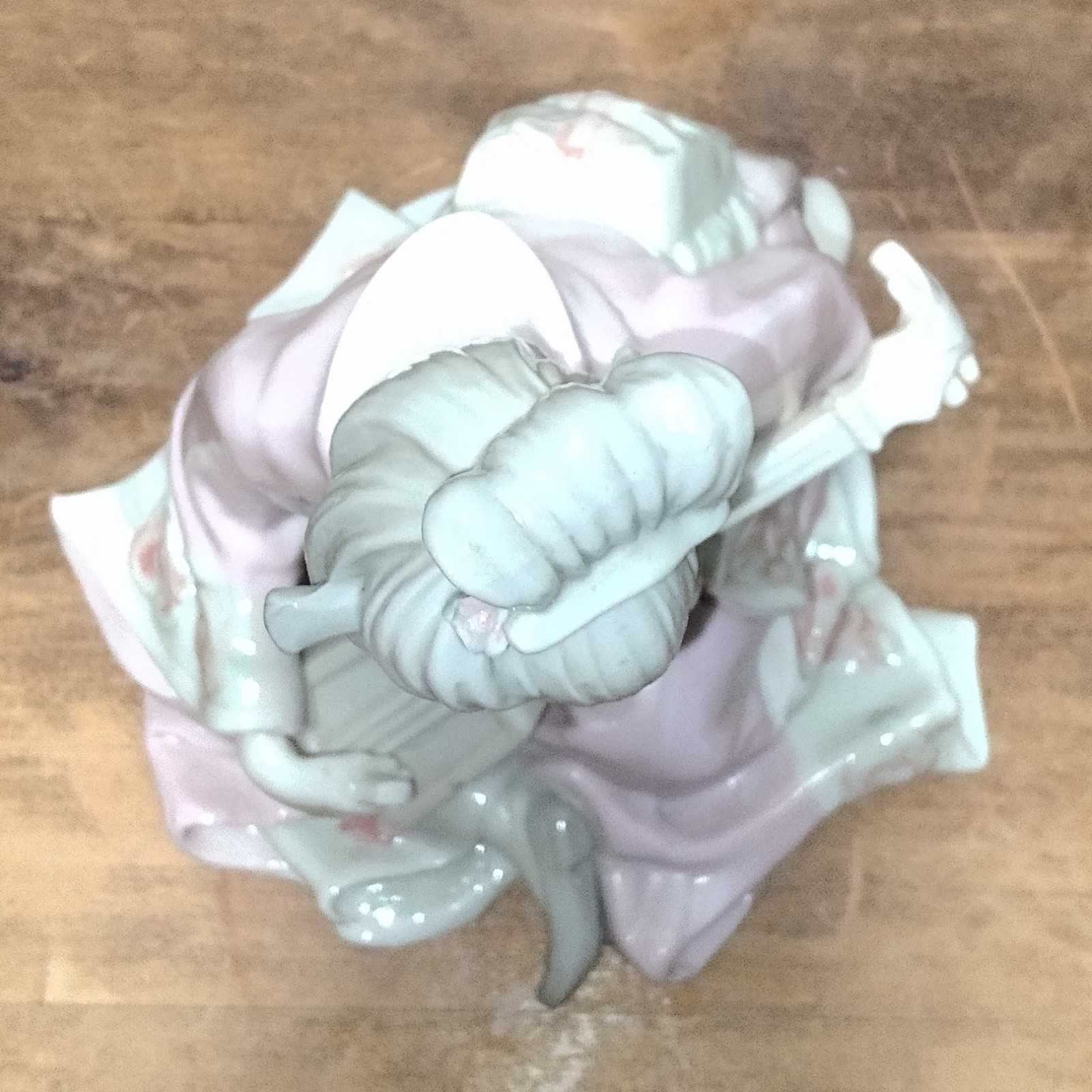 Porcelain Japanese Geisha Lady Playing Shamisen Figurine Vtg 80s Pink Pastels