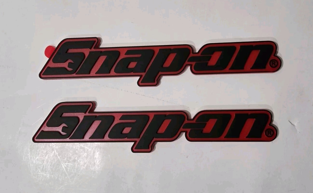 2PK SNAP ON TOOL BOX LOGO EMBLEM MATTE RED Plastic Badge Decal 8" NW+ 2 Prybars!