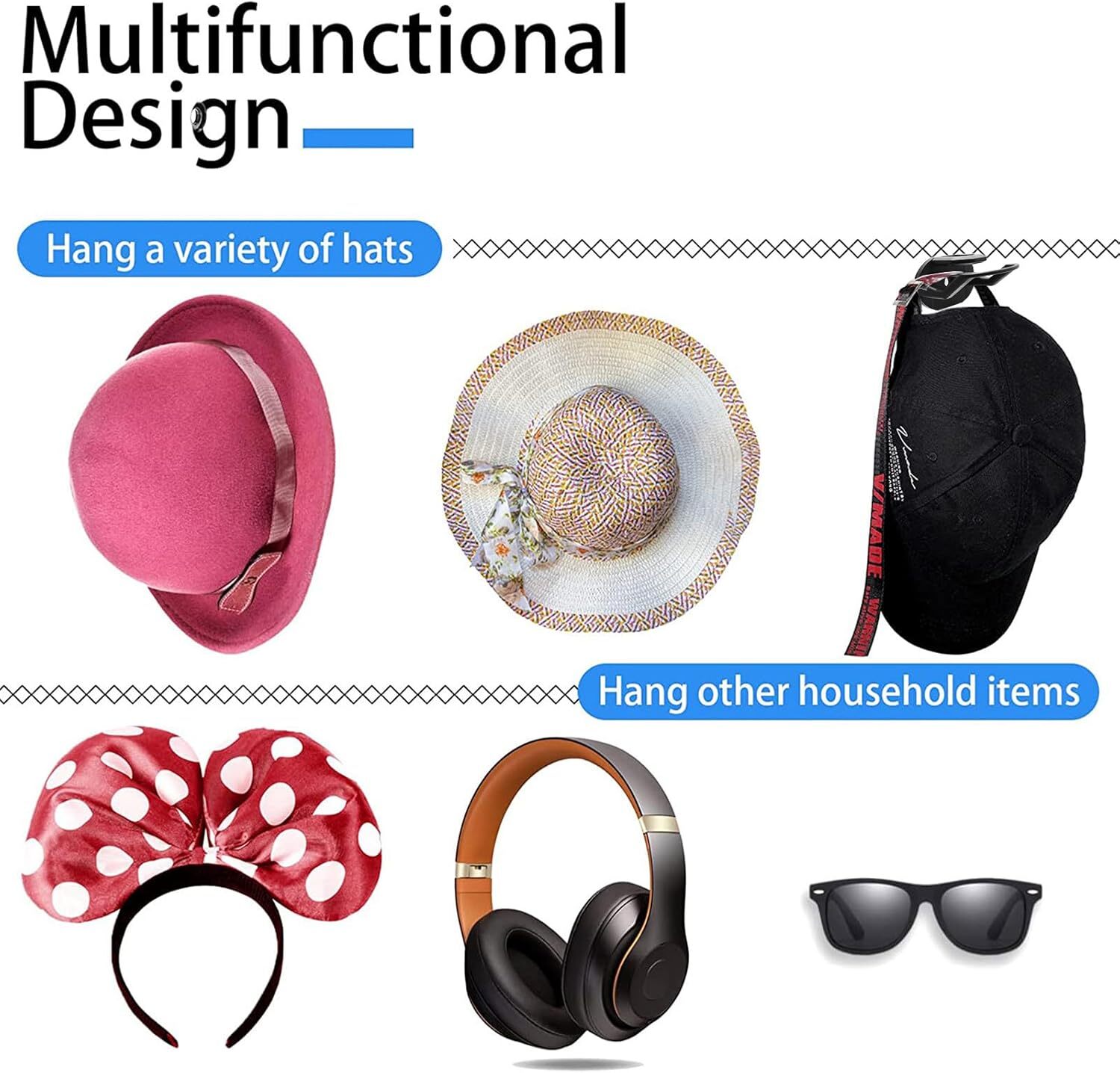 24pc Baseball Hat Rack Wall Mount Super Strong Hat Rack Display Hooks for Wall