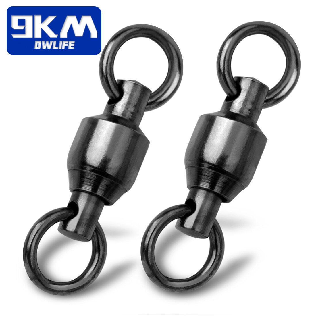 Black Fishing Ball Bearing Swivel Solid Rings Stainless 0/1/2/3/4/5/6/7/8/9/10#